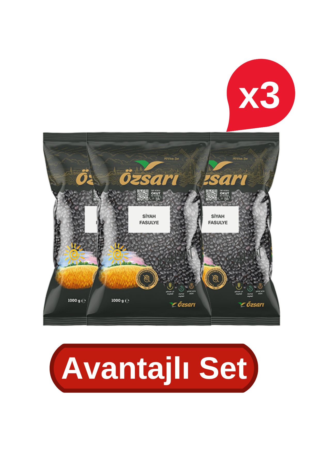 ÖZSARI Siyah Fasulye Ithal 3x1 Kg