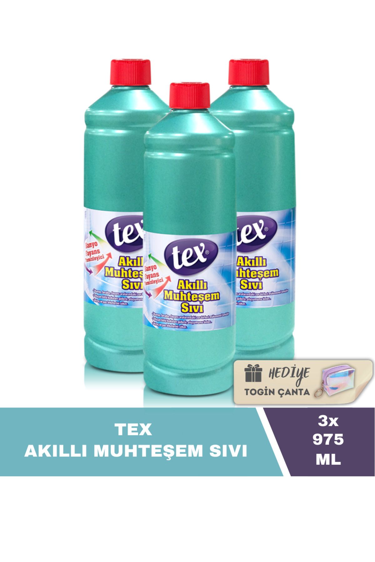 Tex Akıllı Muhteşem Sıvı 975 Ml X3 Adet + Hediye Togin Çanta