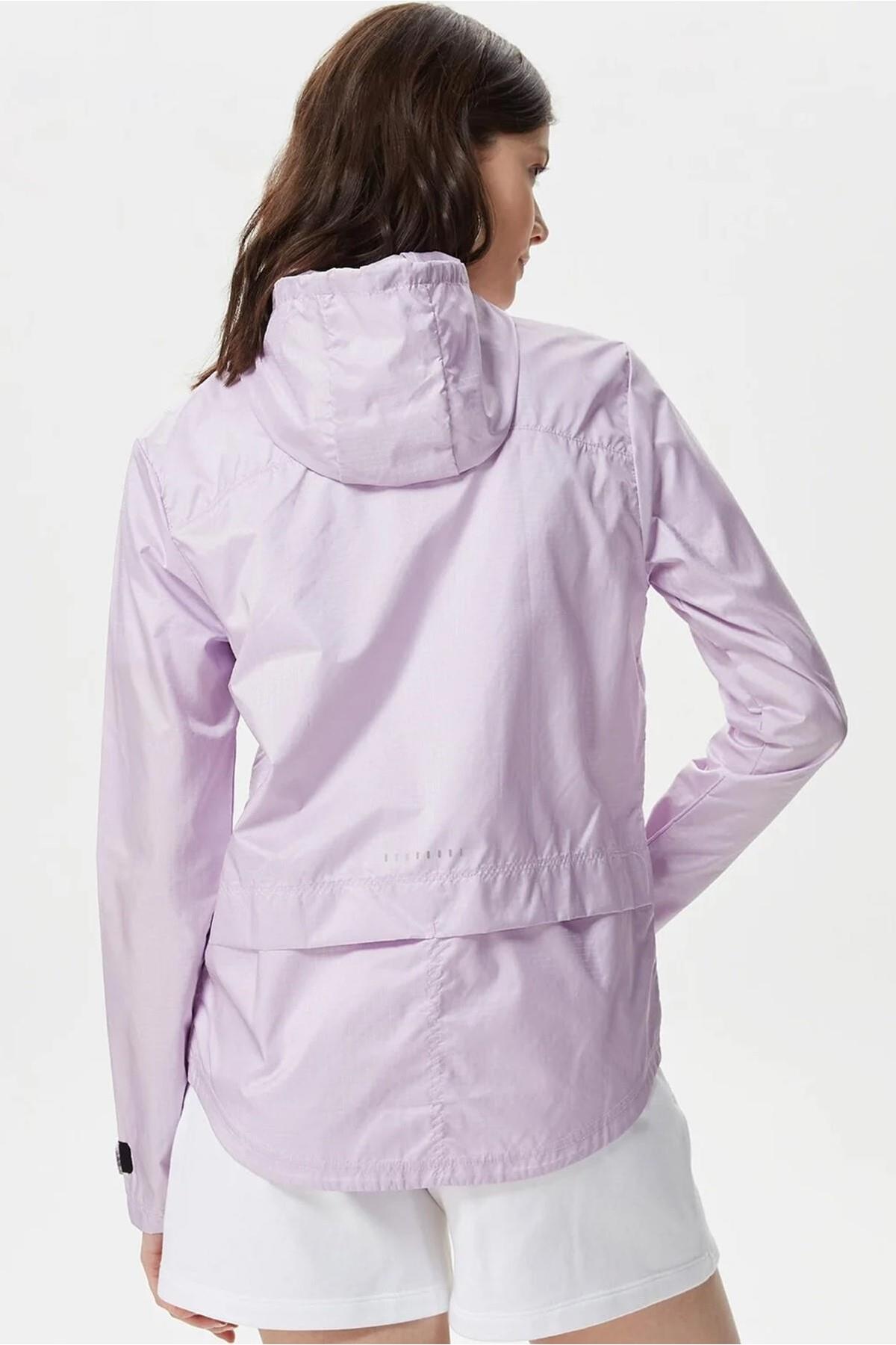 Nike Essential Running Full Zip Jacket Kapüşonlu Bol Cepli Kadın Koşu Ceketi Mor görsel 3