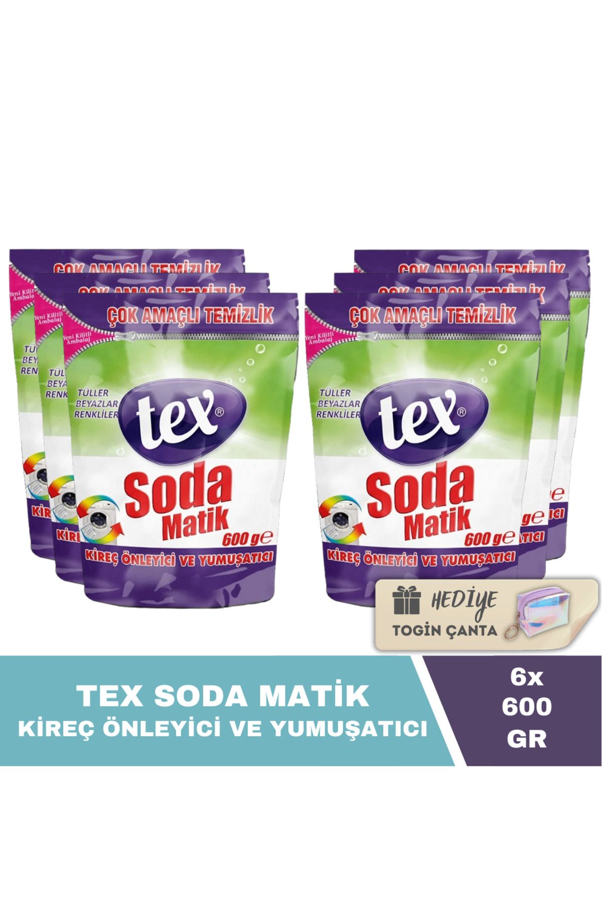 Tex Soda Matik 600 GR X6 Adet + Hediye Togin Çanta