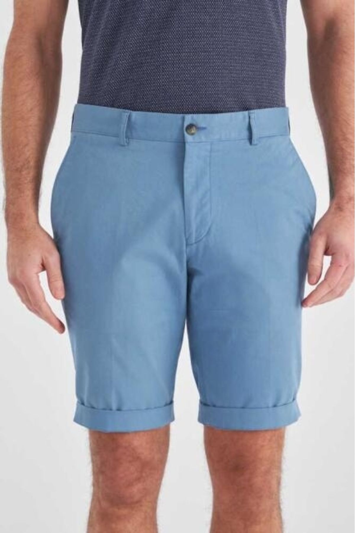 شلوارک و برمودا آبی مردانه SLIM FIT اورجینال Bisse