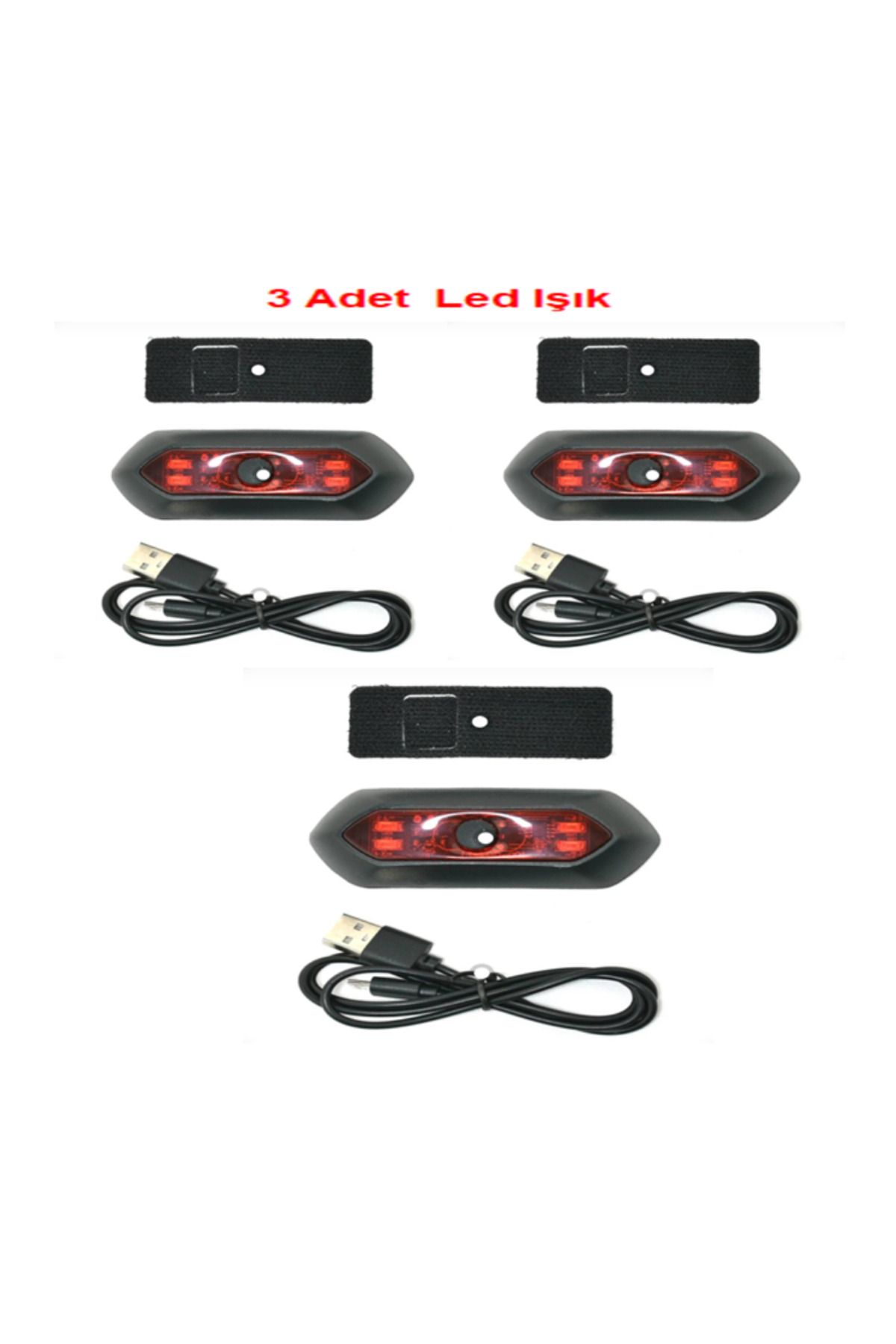 merpa 3X LED Kask Işığı, Motosiklet Bisiklet Şarj Edilebilir Arka Kırmızı Gece Sürüşü İçin
