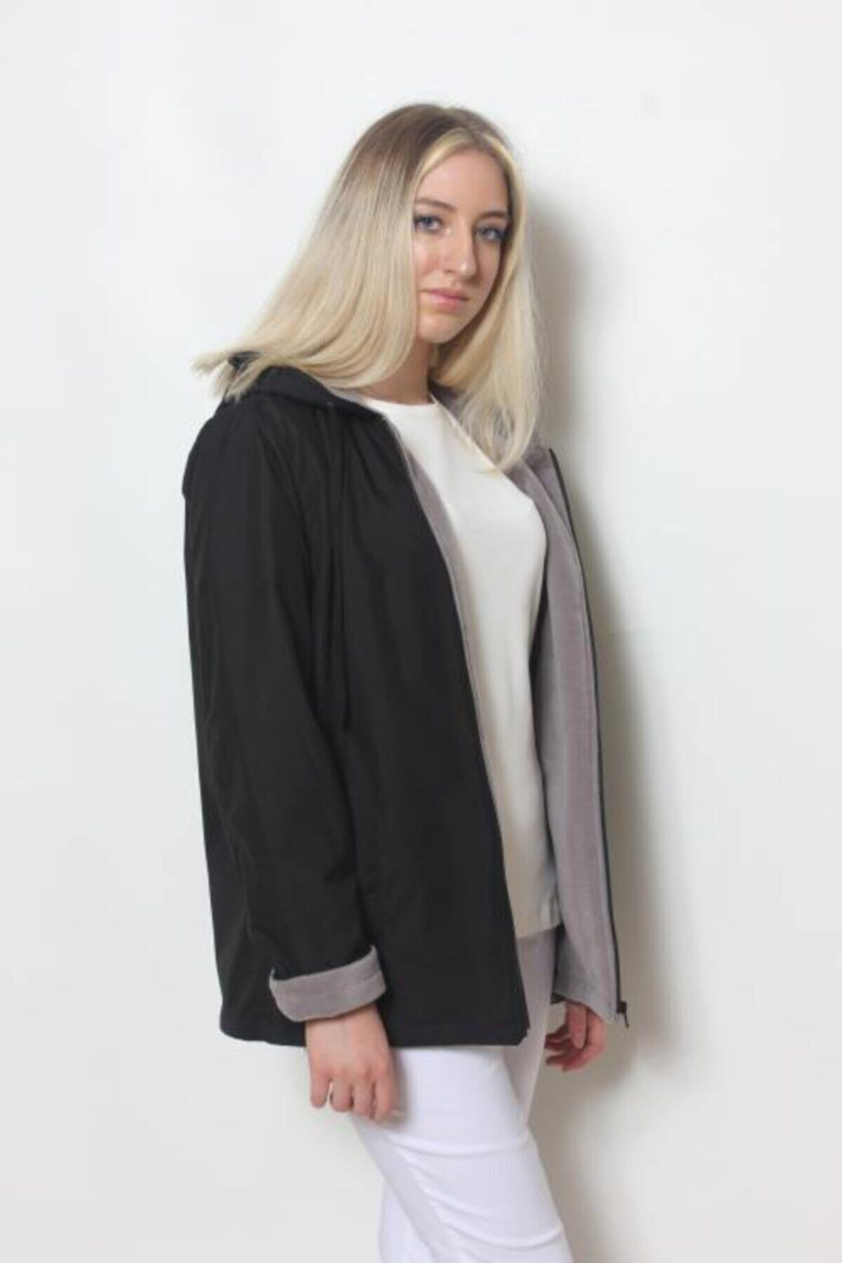 Cottoncool  Kadın Siyah Içi Polar Mont - Görsel 7