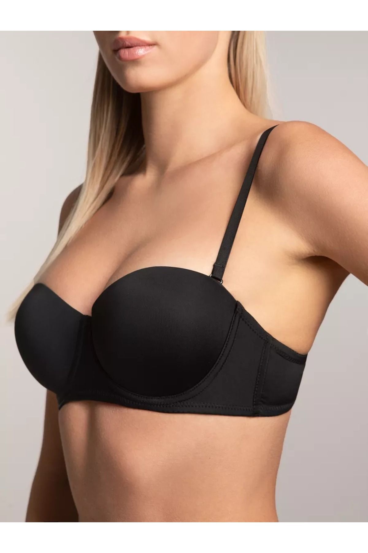 MİSTİRİK-Sutien Push Up Model Lenola Negru fără bretele - Textura moale 1