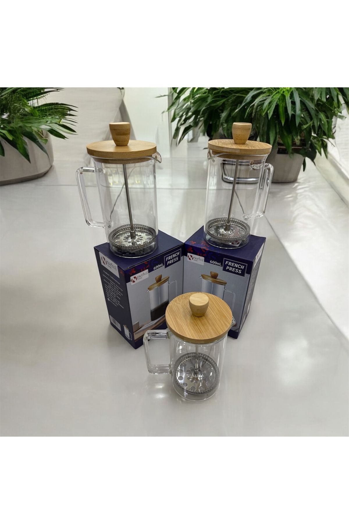 NERİVA HOME Neriva Home 600 ML Borosilikat Isıya Dayanıklı Cam French Press