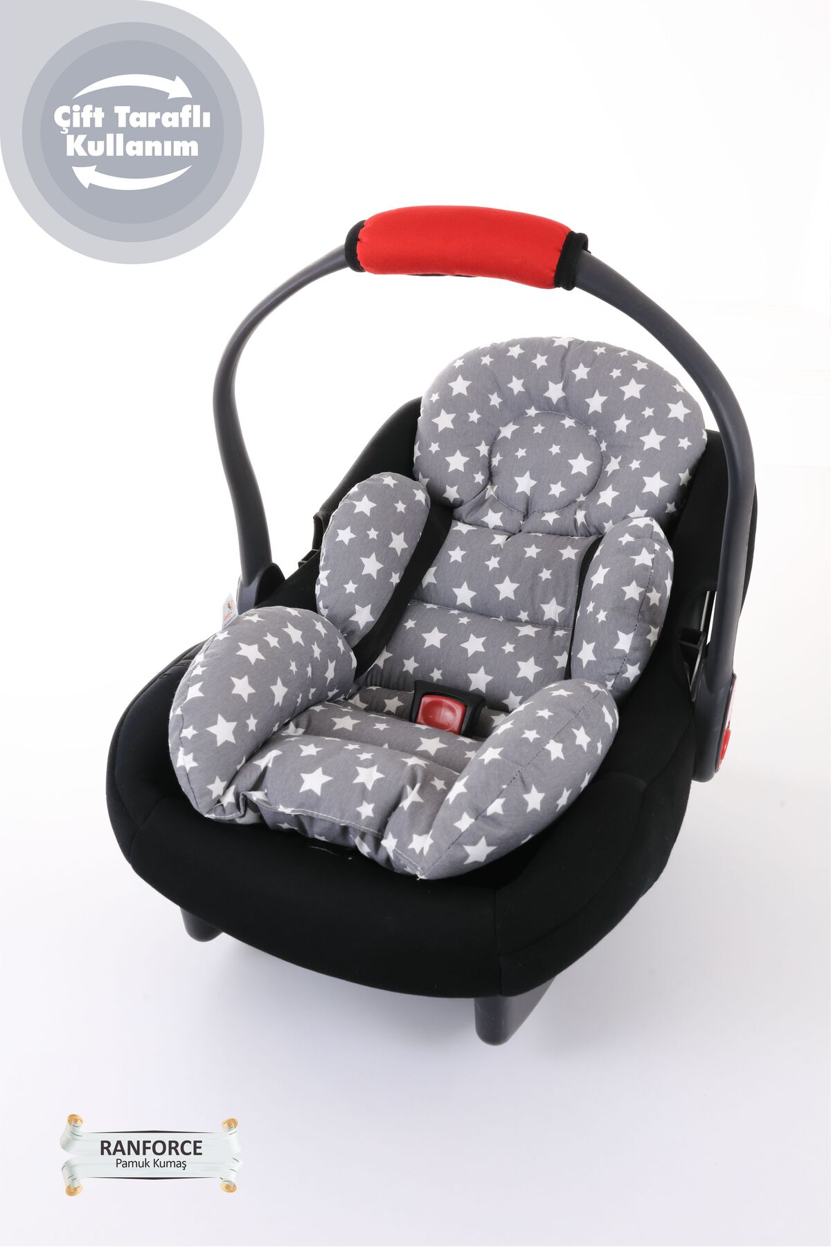 Umaybebek Puset Örtüsü Puset Minderi 2 Parça - Bel Destekli - Gri Yıldız fotoğrafı 3 (önizleme)