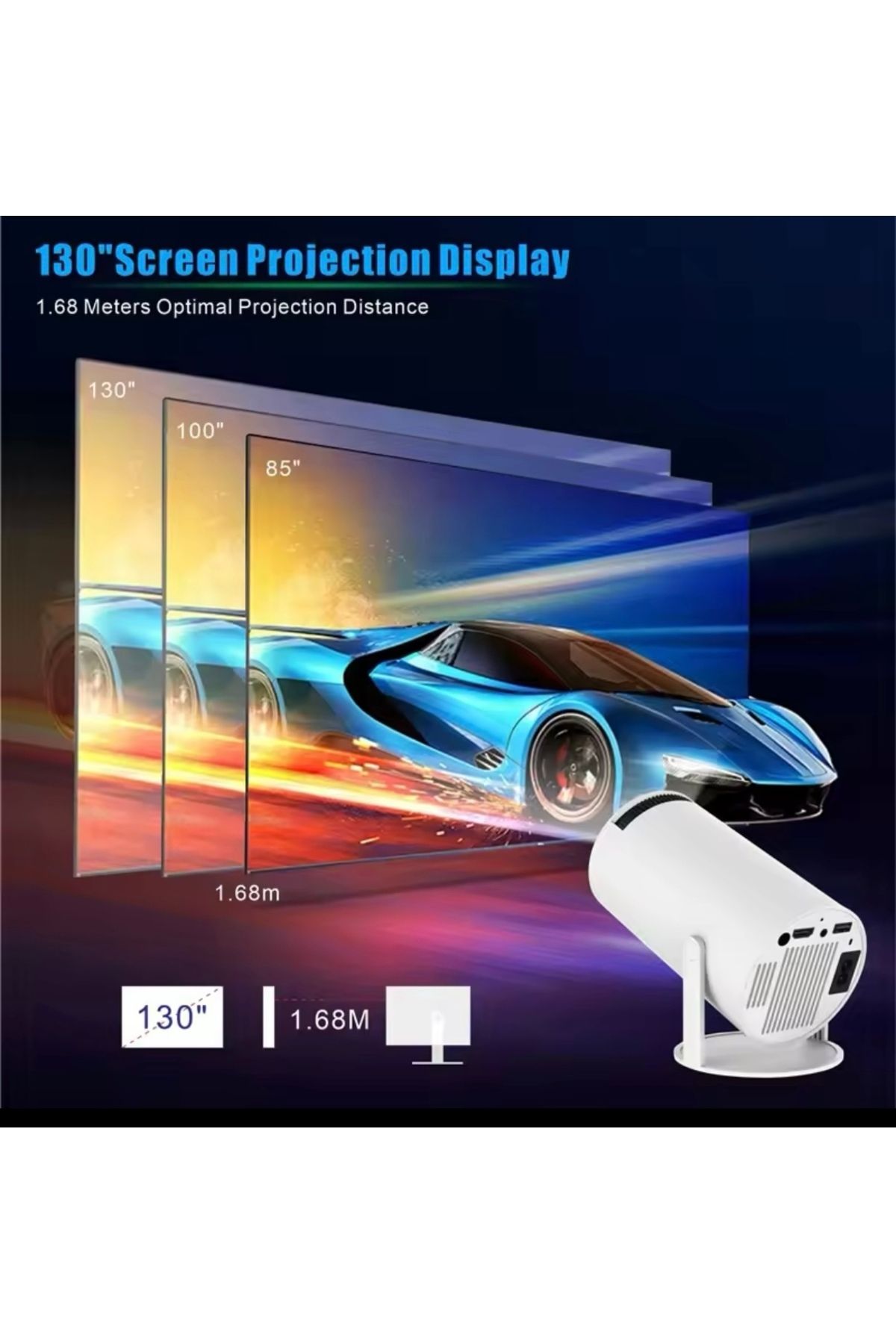 olimbera store Hy300Pro Taşınabilir Projektör Ultra Hd Projektör Android 12 Yükseltilmiş 200ansı Wifi