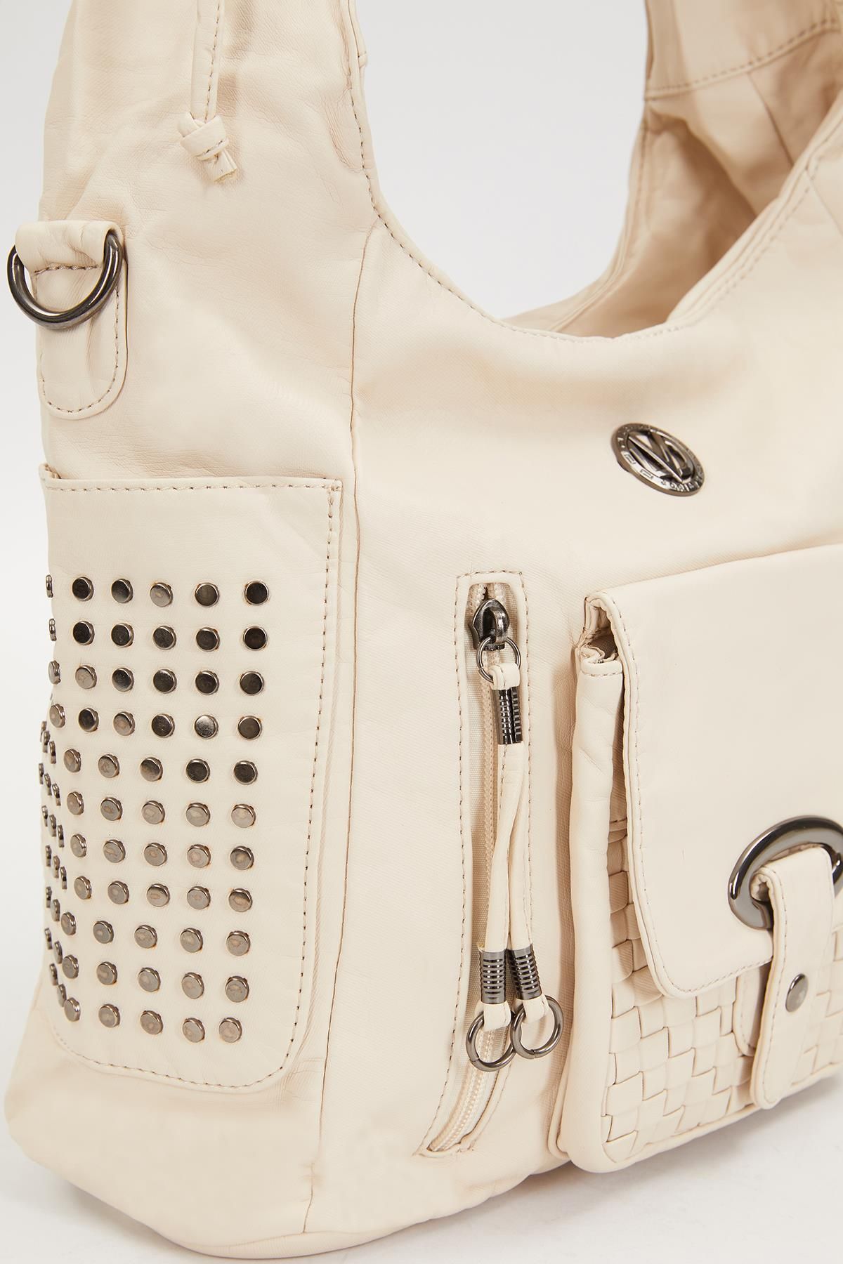 Levidor-White Side Studded Shoulder Bag 3