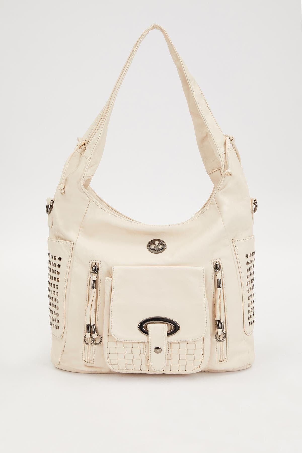 Levidor-White Side Studded Shoulder Bag 2