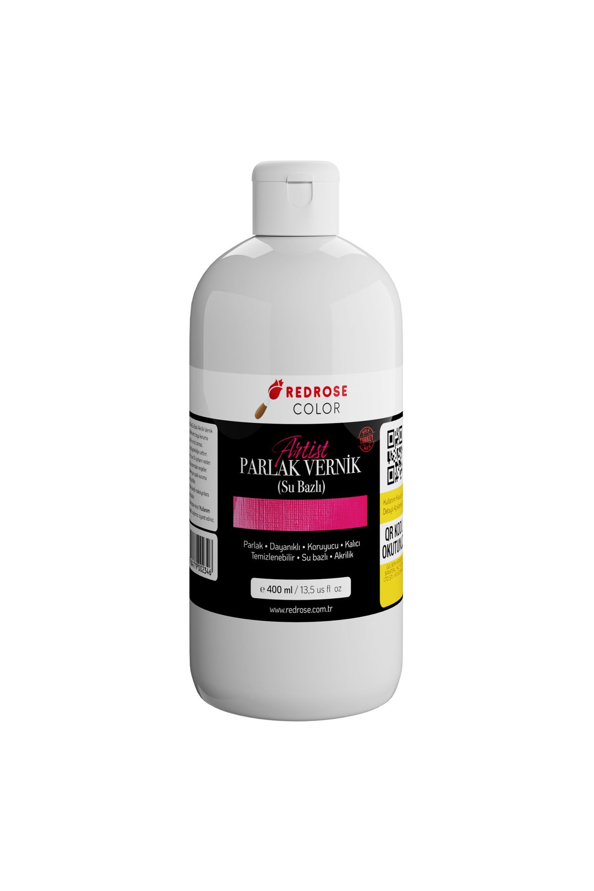 REDROSE COLOR Akrilik Su Bazlı Parlak Vernik 400ml Yüksek Kalite, Profesyonel