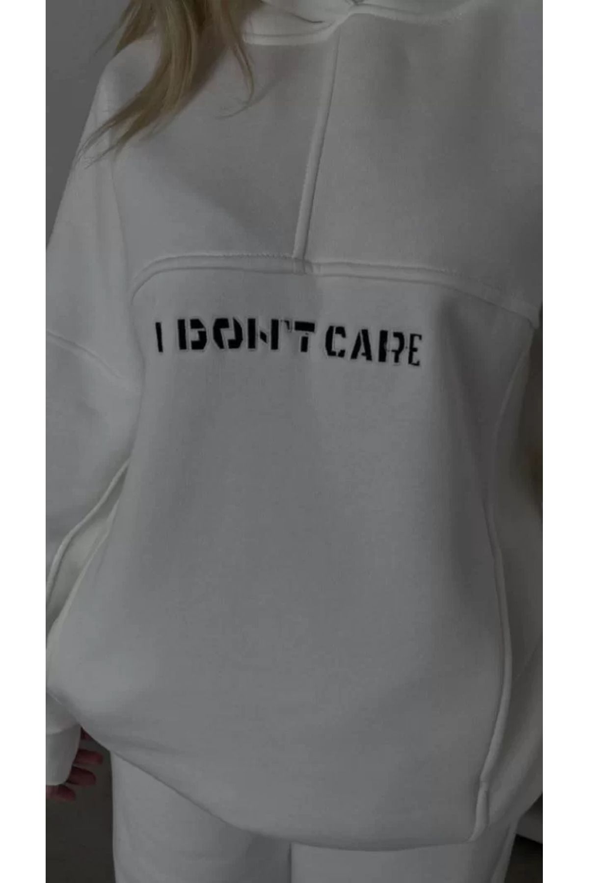 C&Z Collection Nakış İşlemeli Üç İplik Sweat Takım- Beyaz