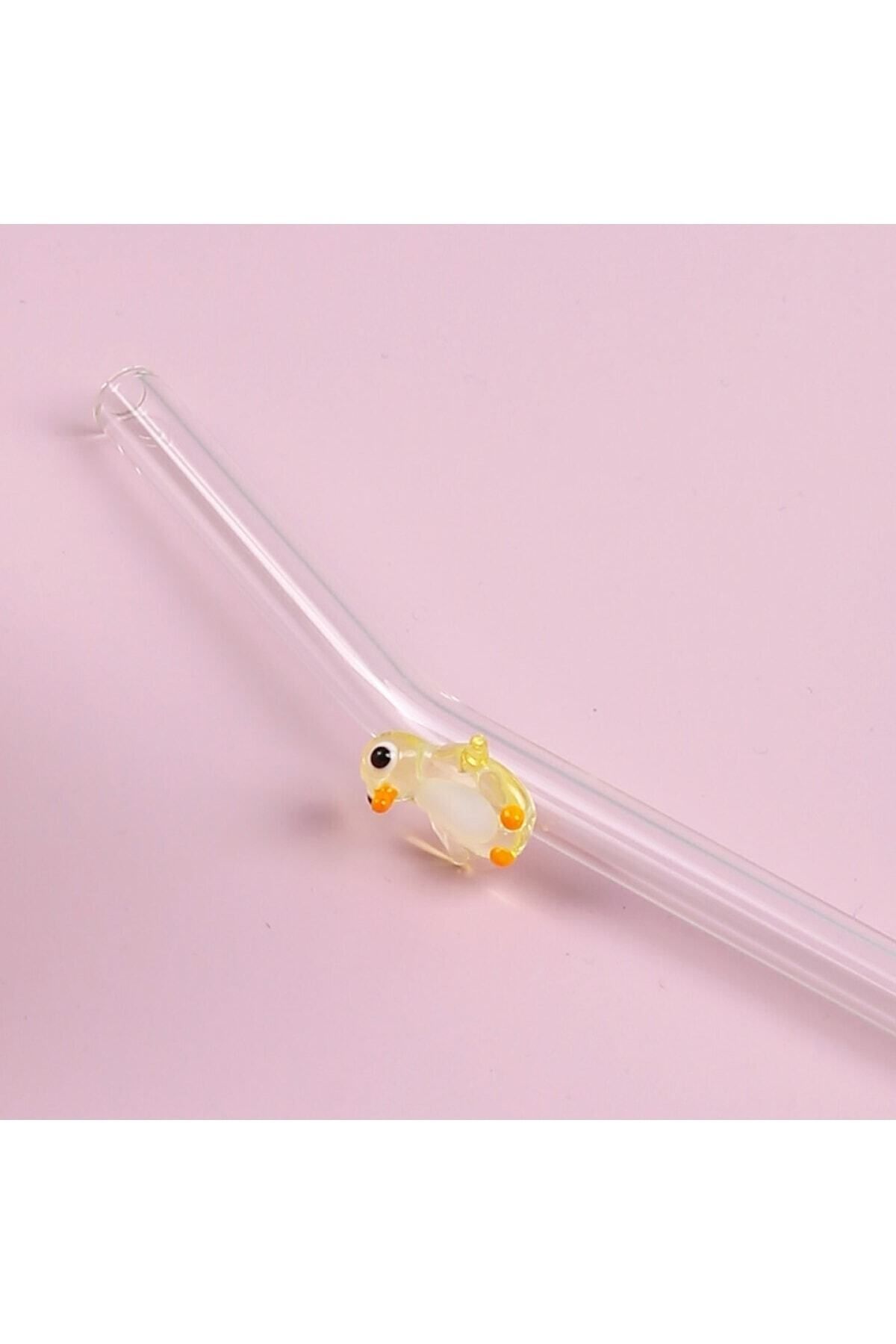 ADAMODART-Set of 6 Glass Straws with Colorful Penguin Figures 4