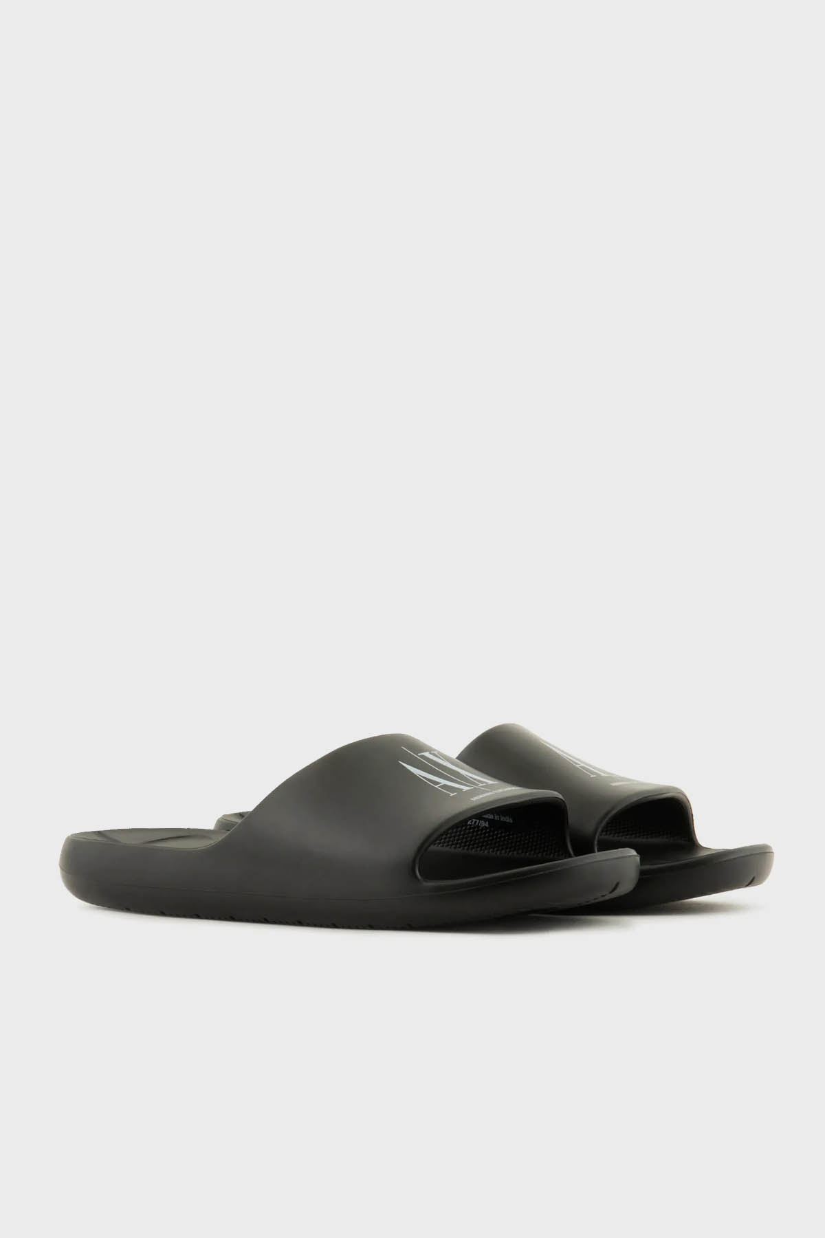Armani Exchange-Papuci confortabili pentru bărbați, cu talpă plată, cu logo-ul AX, alb-negru XUP012 XV675-S277 2