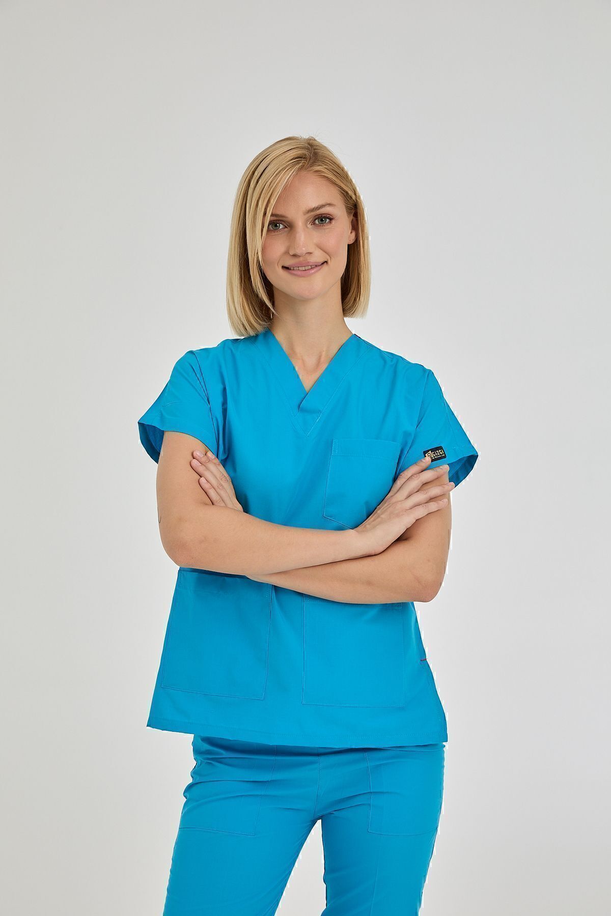 ÇİZGİ MEDİKAL-بدلة جراحية من Dr Greys Terikoton Turquoise Doctor Nurse Jersey، قماش رفيع (أسفل الأعلى) 4