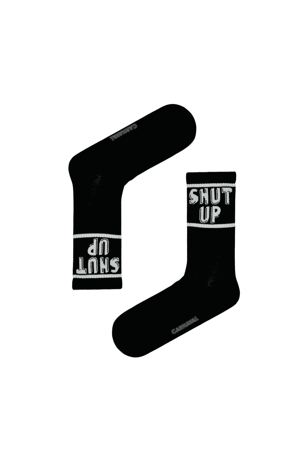 CARNAVAL SOCKS Shut Up Yazılı Desenli Siyah Spor Çorap