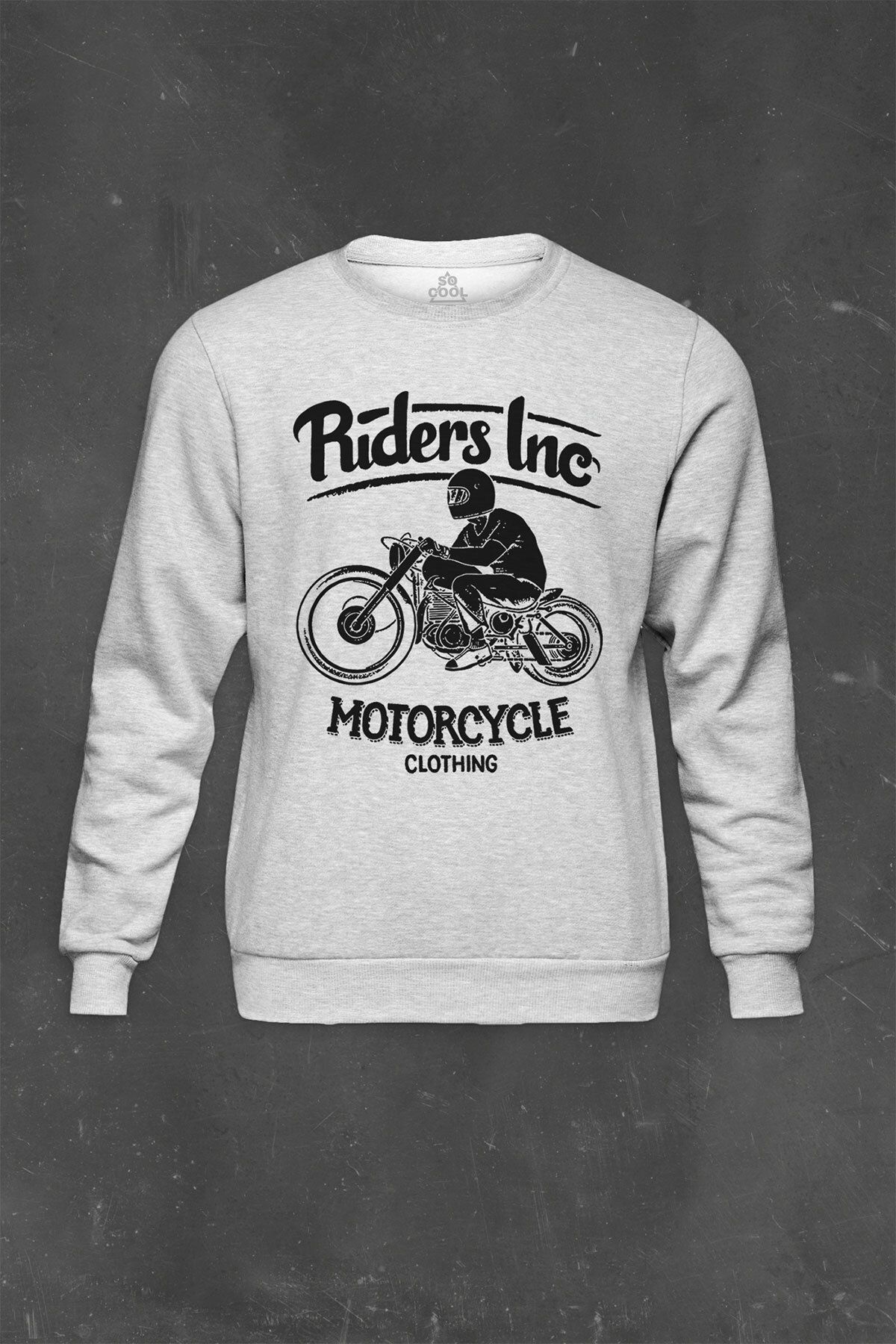 so cool Gri Sweatshirt Riders Inc Motorcycle Clothing Motosiklet Kask Baskılı Unisex Sweat