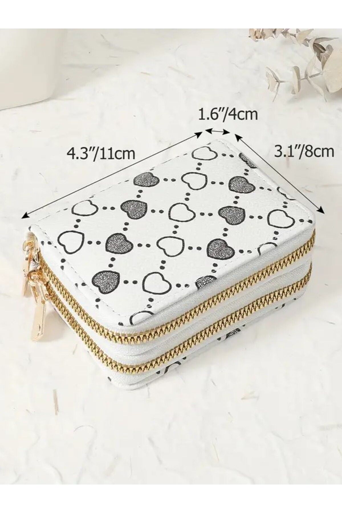 DOODLE-Heart Pattern, Double Zipper Wallet, for Daily Use 2