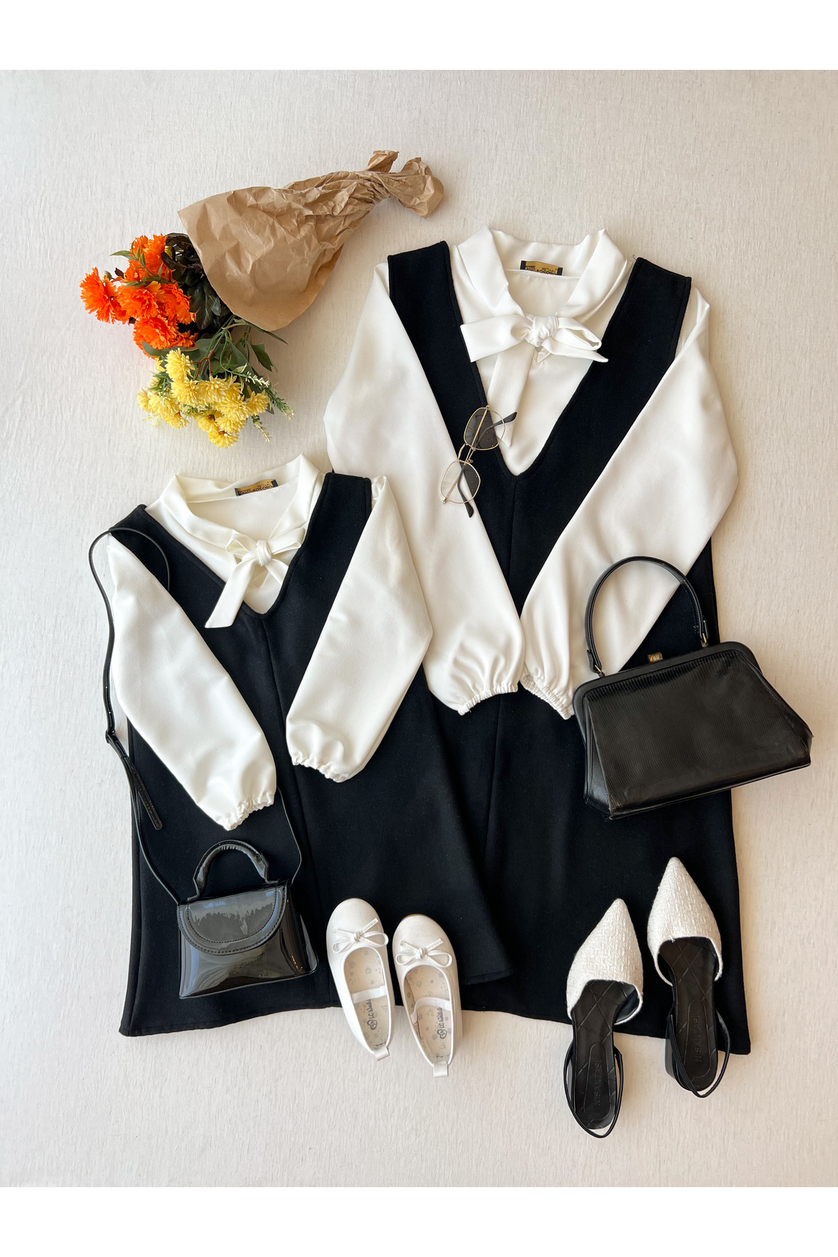 KÜÇÜĞÜM BUTİK Siyah Renk Kısa Kaşe Jile Elbise Anne Kız Kombini (Tekli Satılmaktadır) fotoğrafı 4 (önizleme)