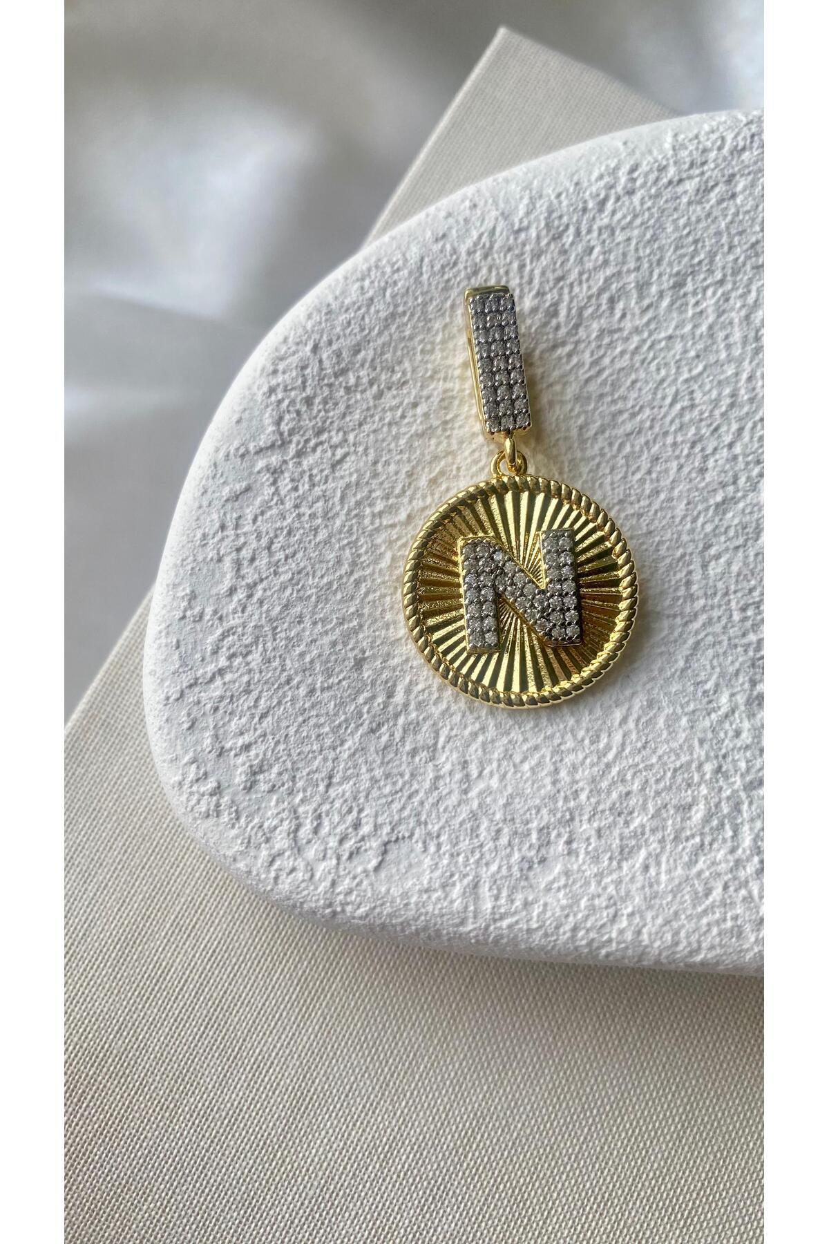 Genel Markalar Altın Kaplama N Harf Kolye Ucu ve Ajda Charm