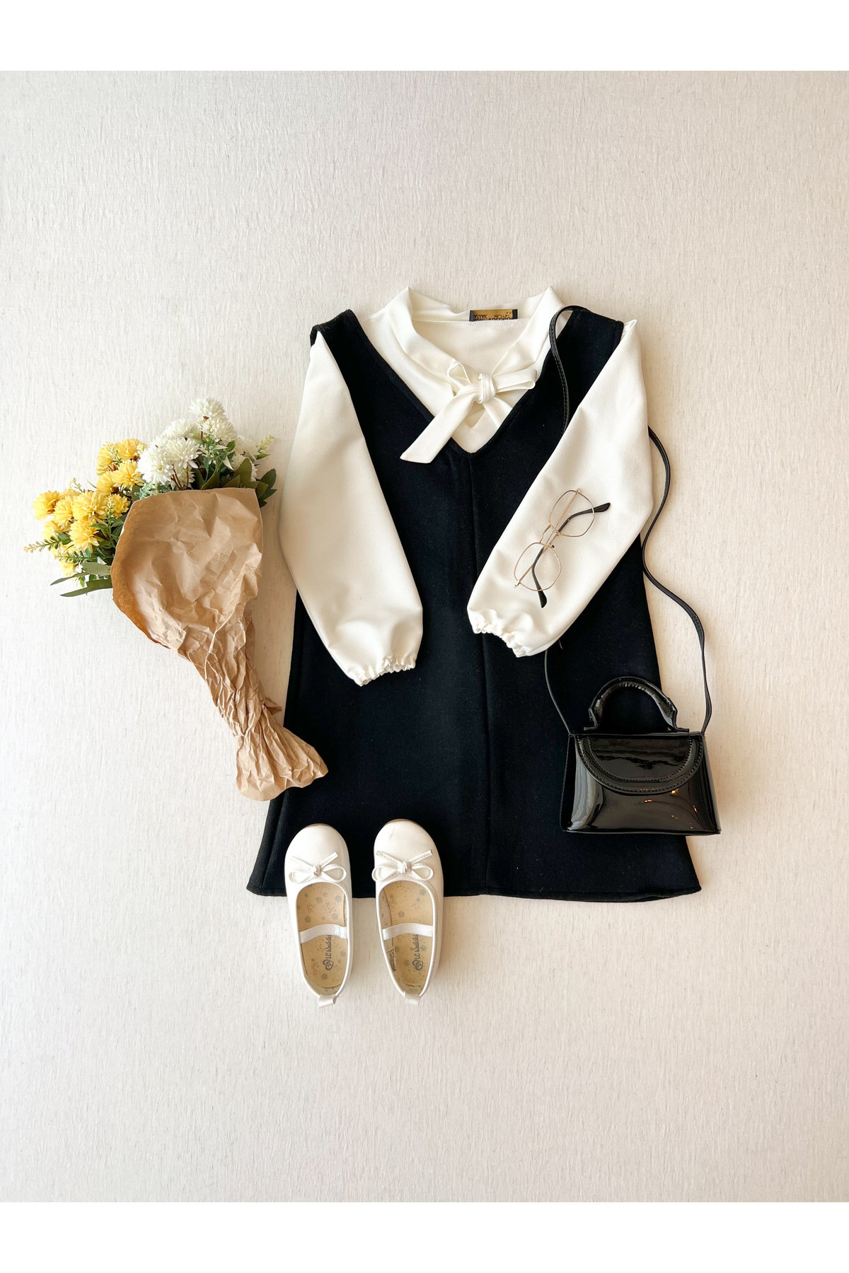 KÜÇÜĞÜM BUTİK Siyah Renk Kısa Kaşe Jile Elbise Anne Kız Kombini (Tekli Satılmaktadır) fotoğrafı 3 (önizleme)