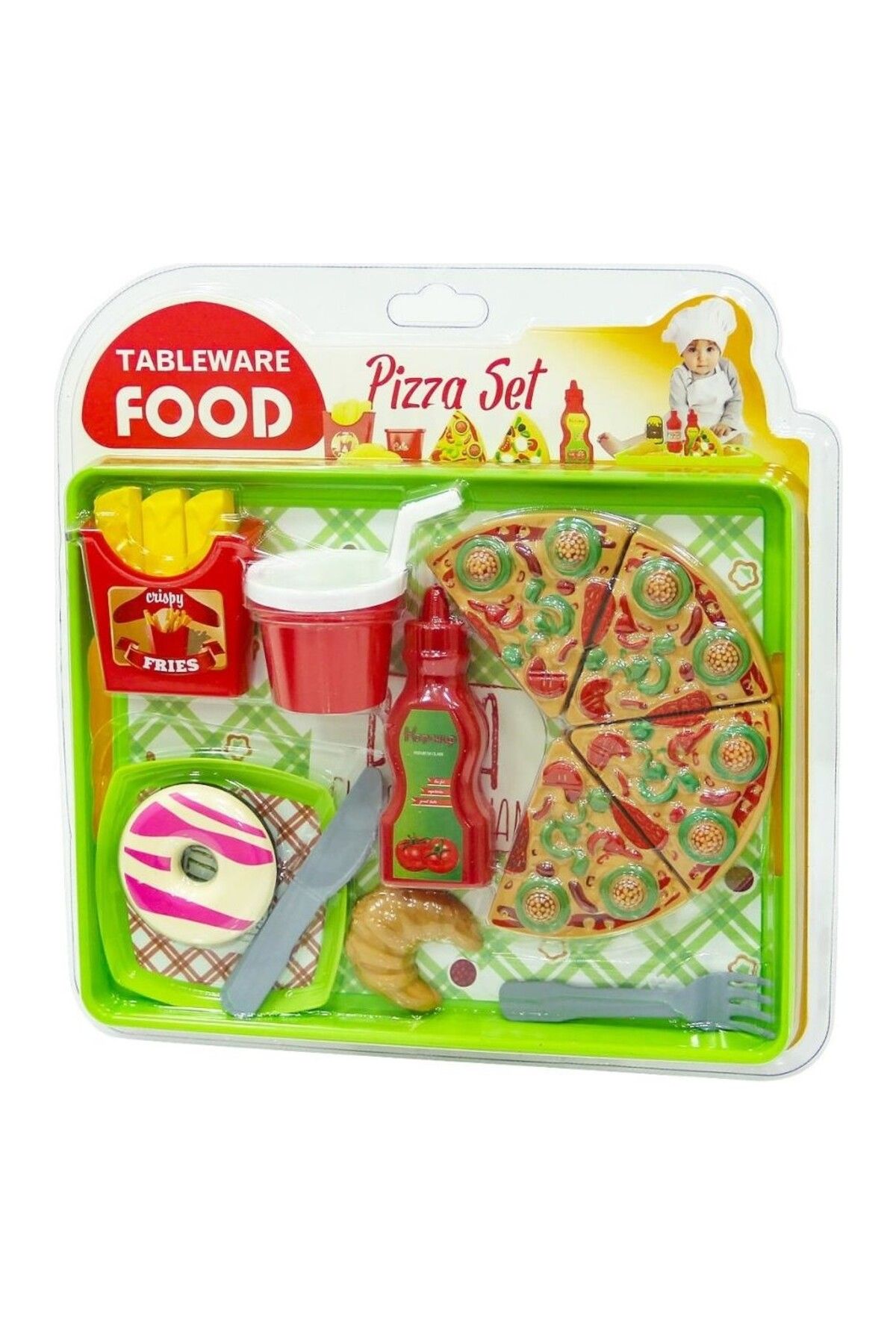 Uçar Oyuncak Pizza Seti Oyuncak Kartelada Evcilik Seti