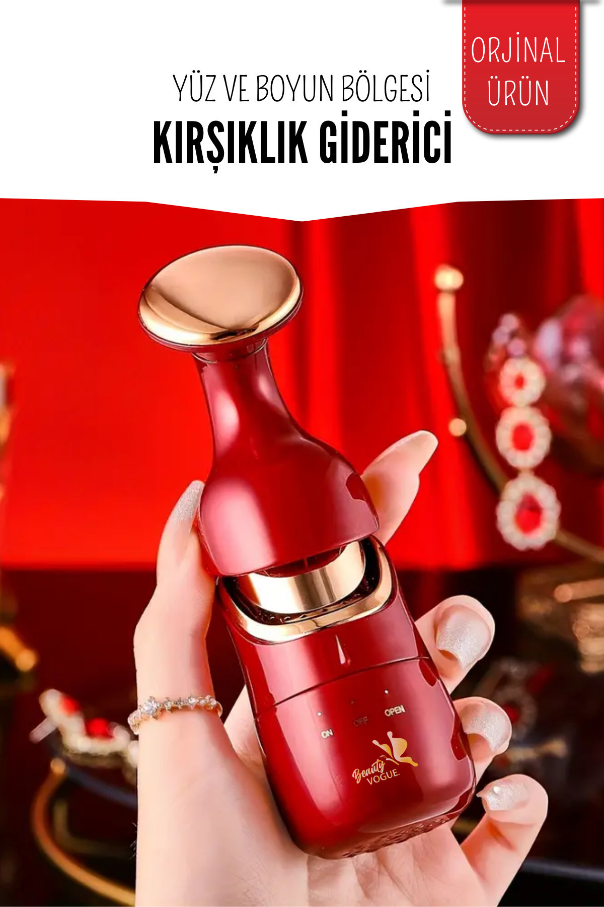 Yüz Boyun Masaj Kırışıklık Karşıtı-giderici Gıdı-sarkma Cilt Bakım Cihazı A Serum Kolojen — قرمز EM4084+A-SRM — تصویر 6 از 8