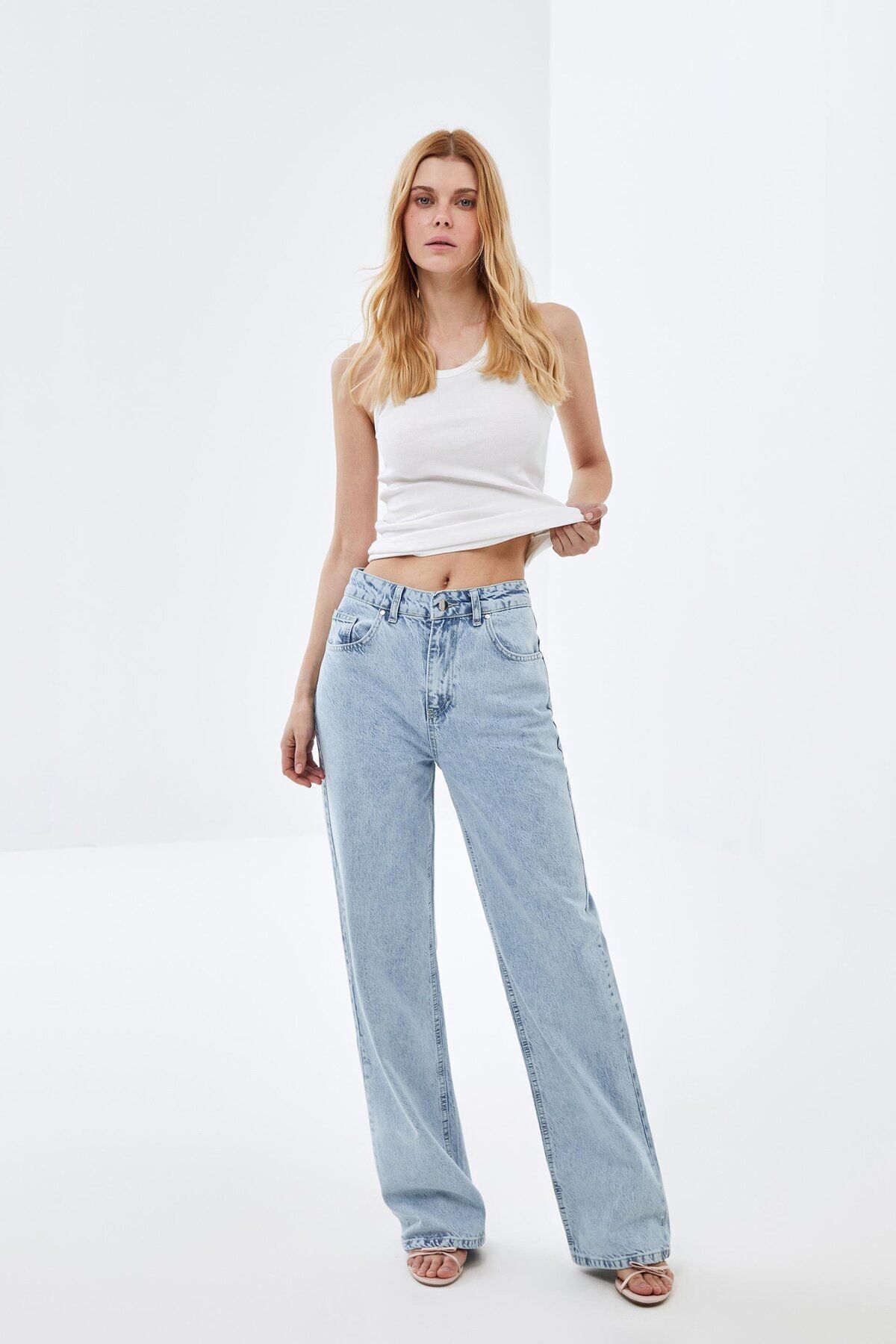 pieces of melon-X Narod Light Blue Wide Leg High Waist Jean Pants 1