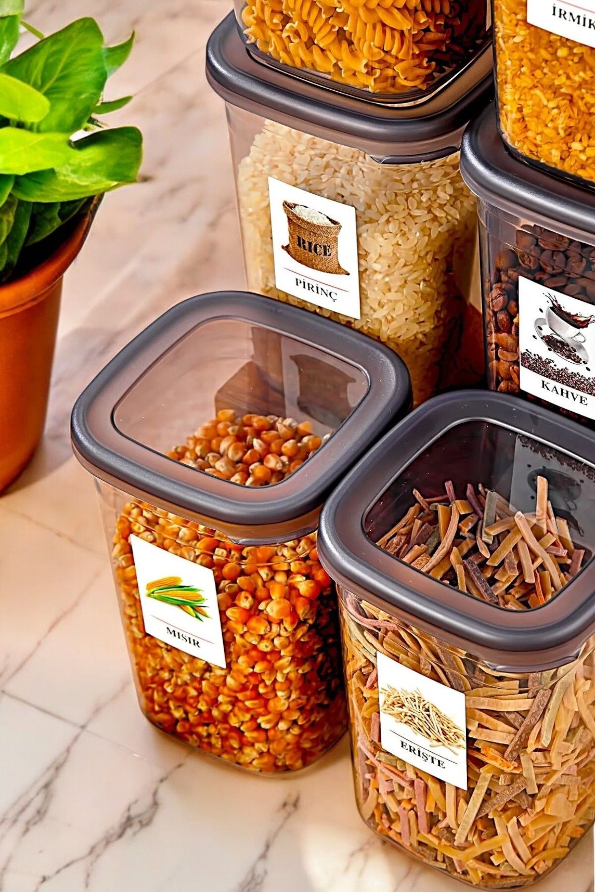 welcomein-6-Piece Square Food Storage Set with 1200ml Capacity - Hard Cover and Sticker Gift 4