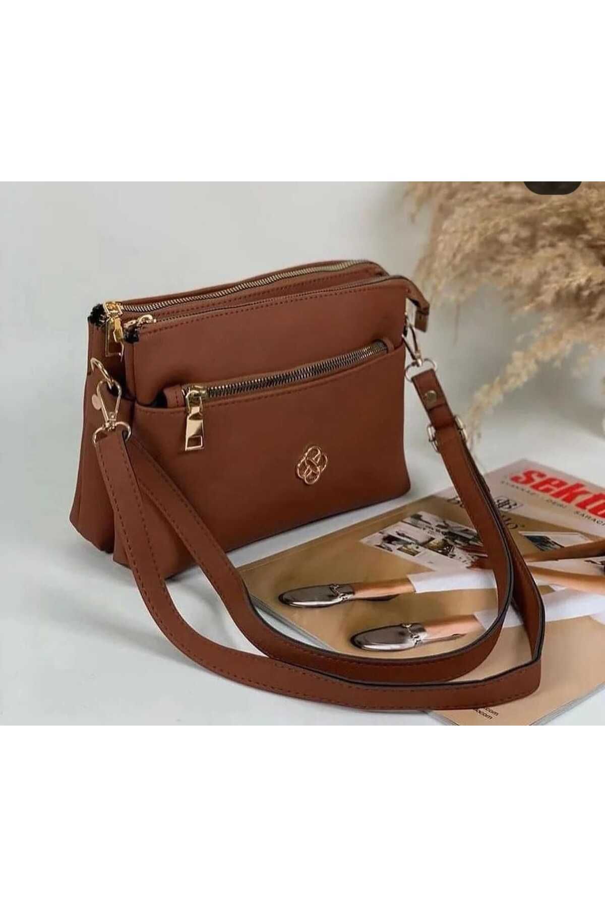 MAC&MOS-Women's Tan 3 Compartment Shoulder Bag 2