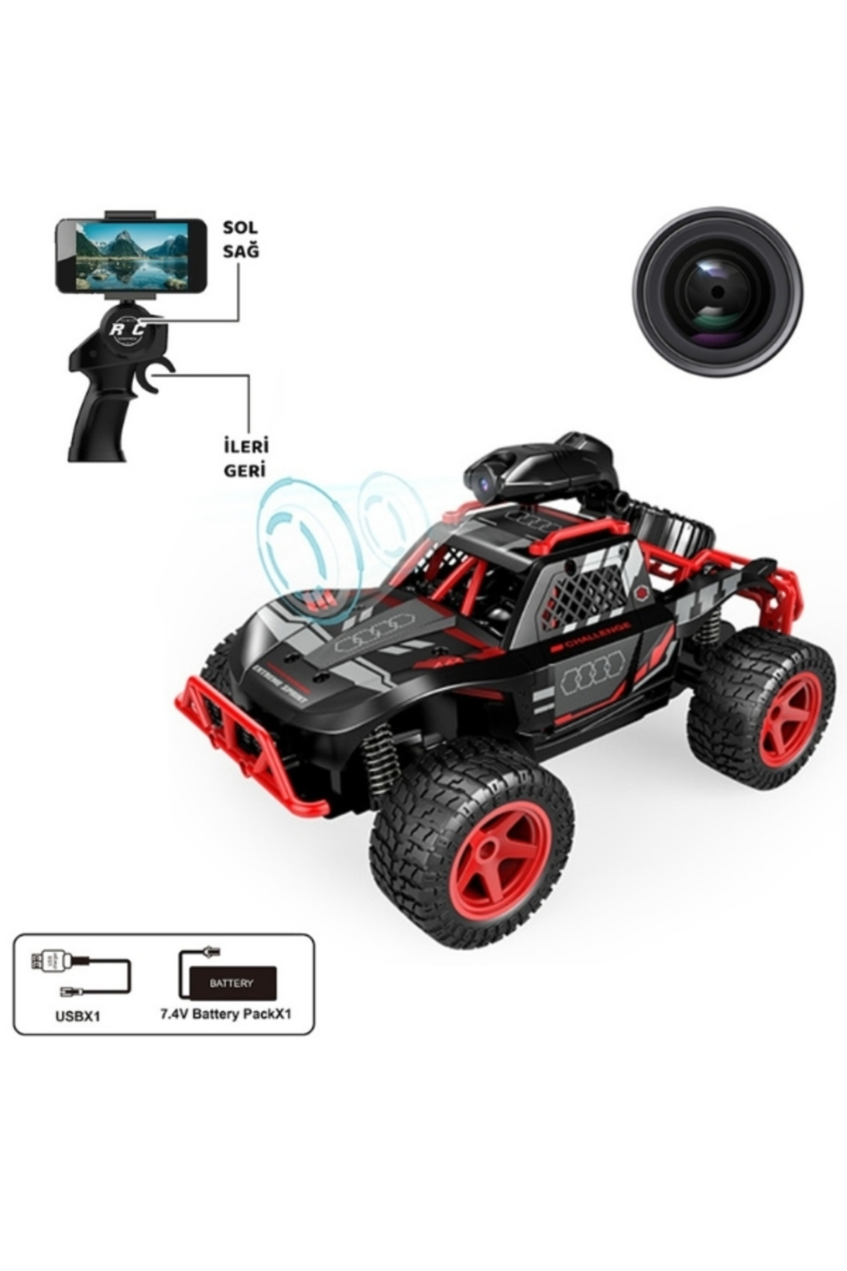 TUENGİ STORE Oyuncak Uzaktan Kumandalı Şarjlı Full Fonksiyon Wifi Kameralı Off Road Araba fotoğrafı 2 (önizleme)