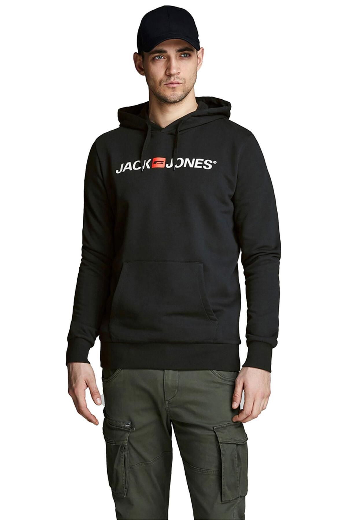 Jack & Jones-Hanorac negru pentru bărbați - 12137054   Hanorac cu logo vechi Jjecorp 3
