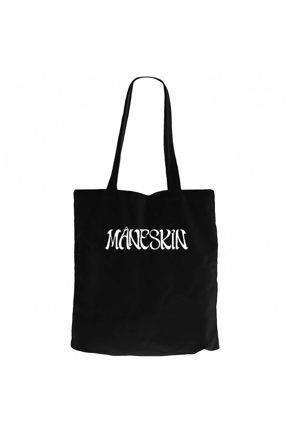 Z zepplin Maneskin Yazı Siyah Kanvas Bez Çanta