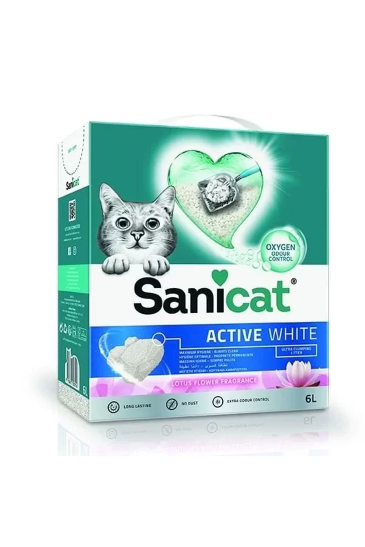 KayraSpot Sanicat Active White Lotus Çiçeği Kokulu Doğal Kedi Kumu 6 Lt