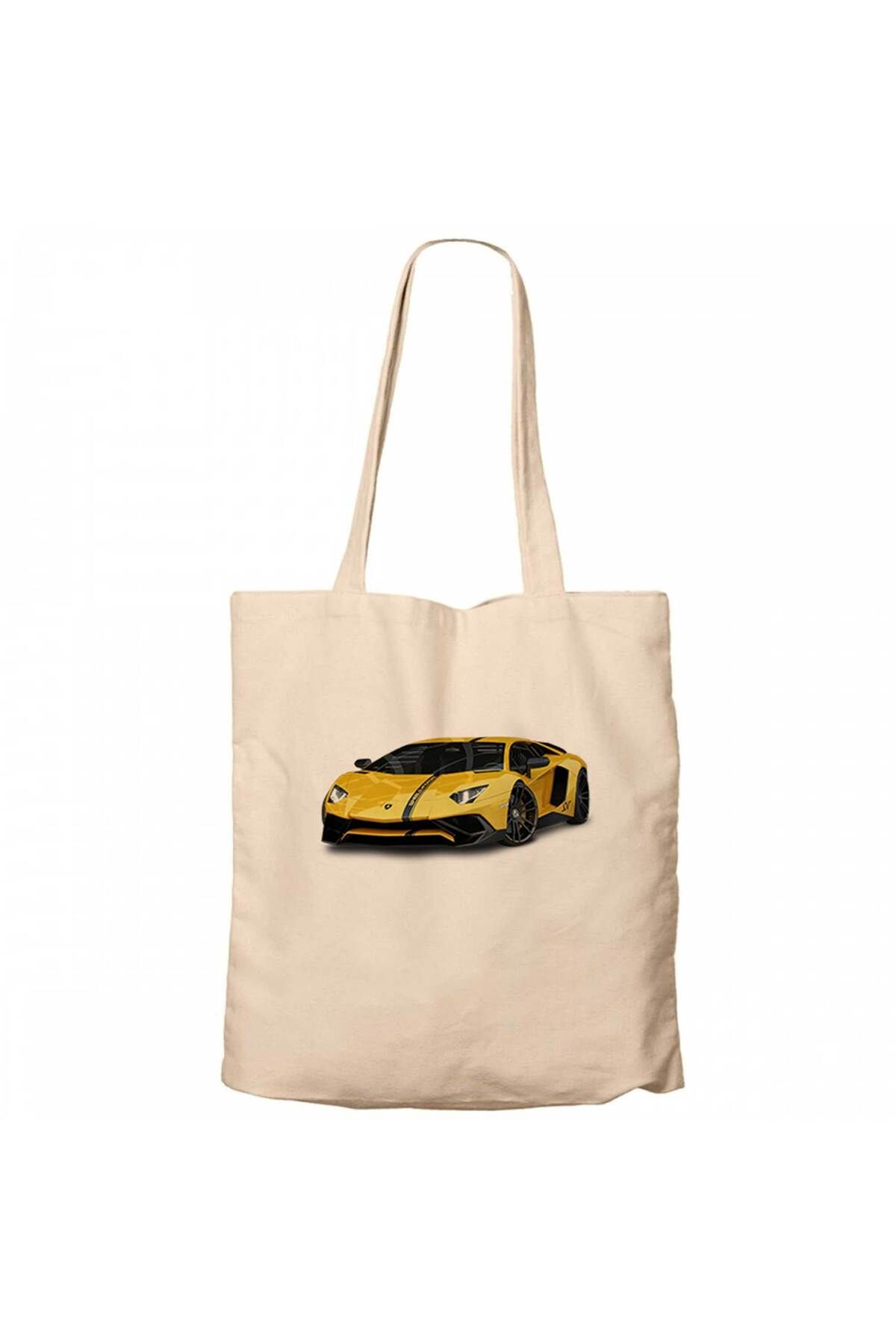 Z zepplin Lamborghni Aventador Yellow Krem Kanvas Bez Çanta