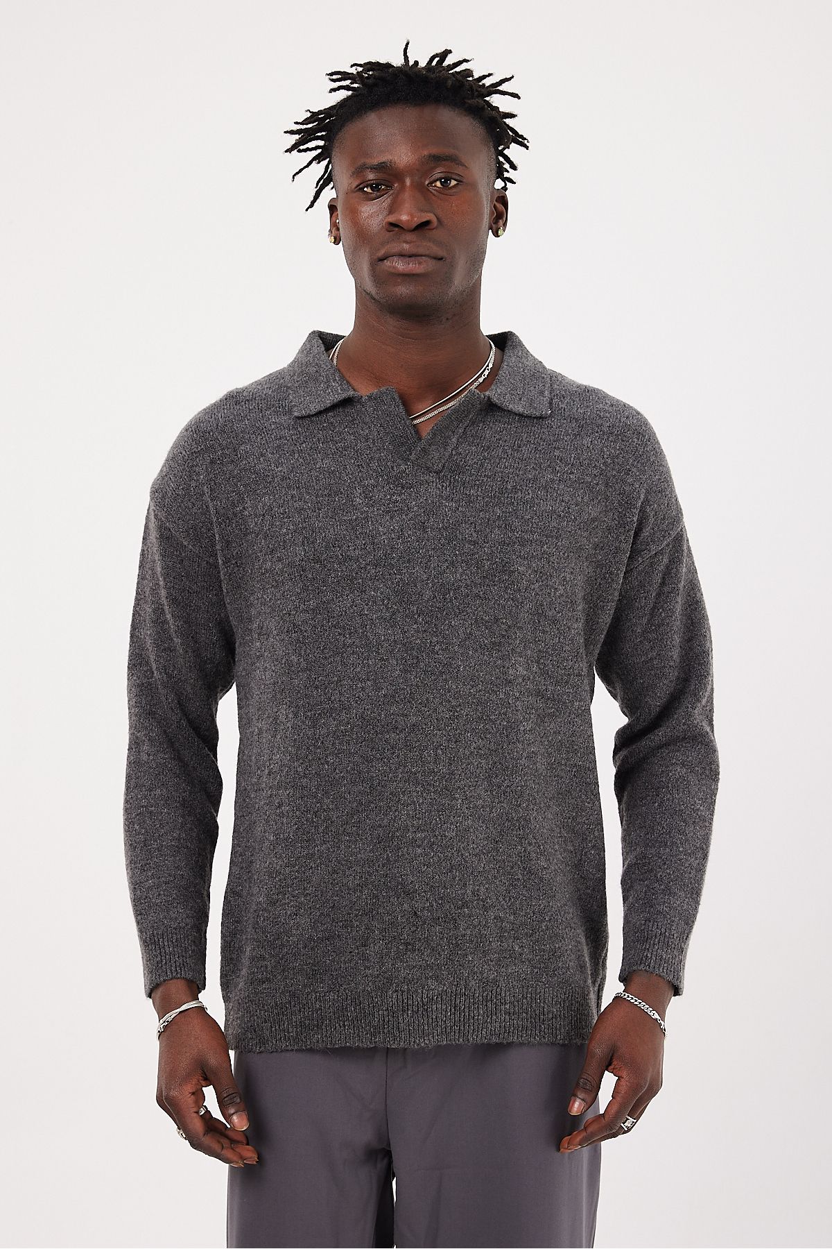 EKSİ-1-Men's Polo Neck Basic Knitwear Sweater 4