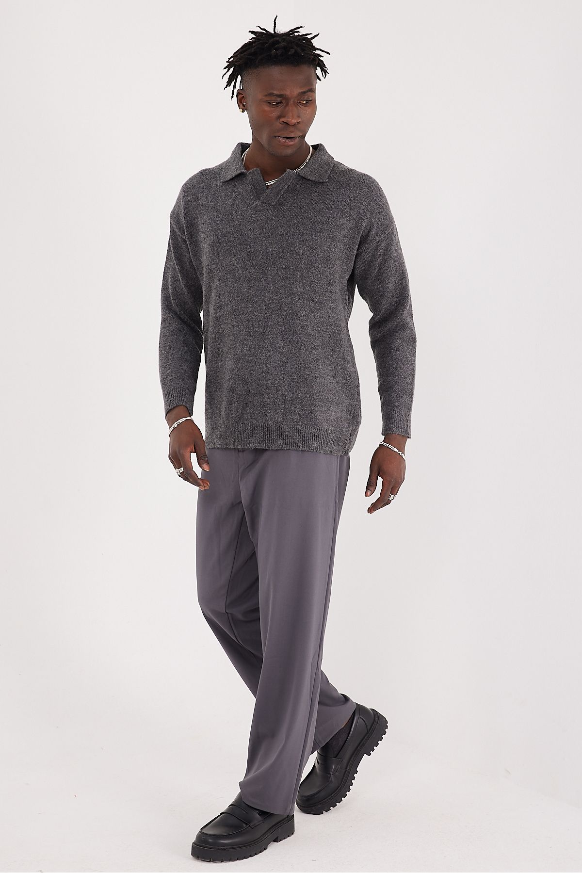 EKSİ-1-Men's Polo Neck Basic Knitwear Sweater 2