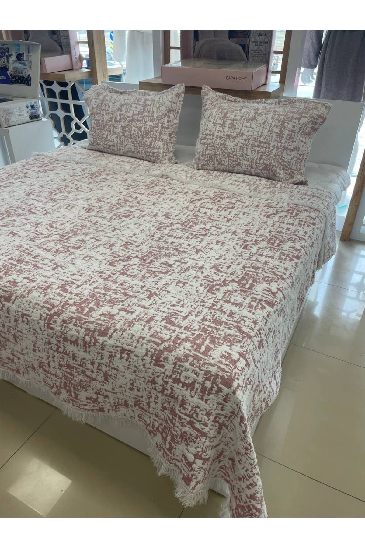 Sudemhome-Soft Fringed Double Blanket Bedspread Set 7