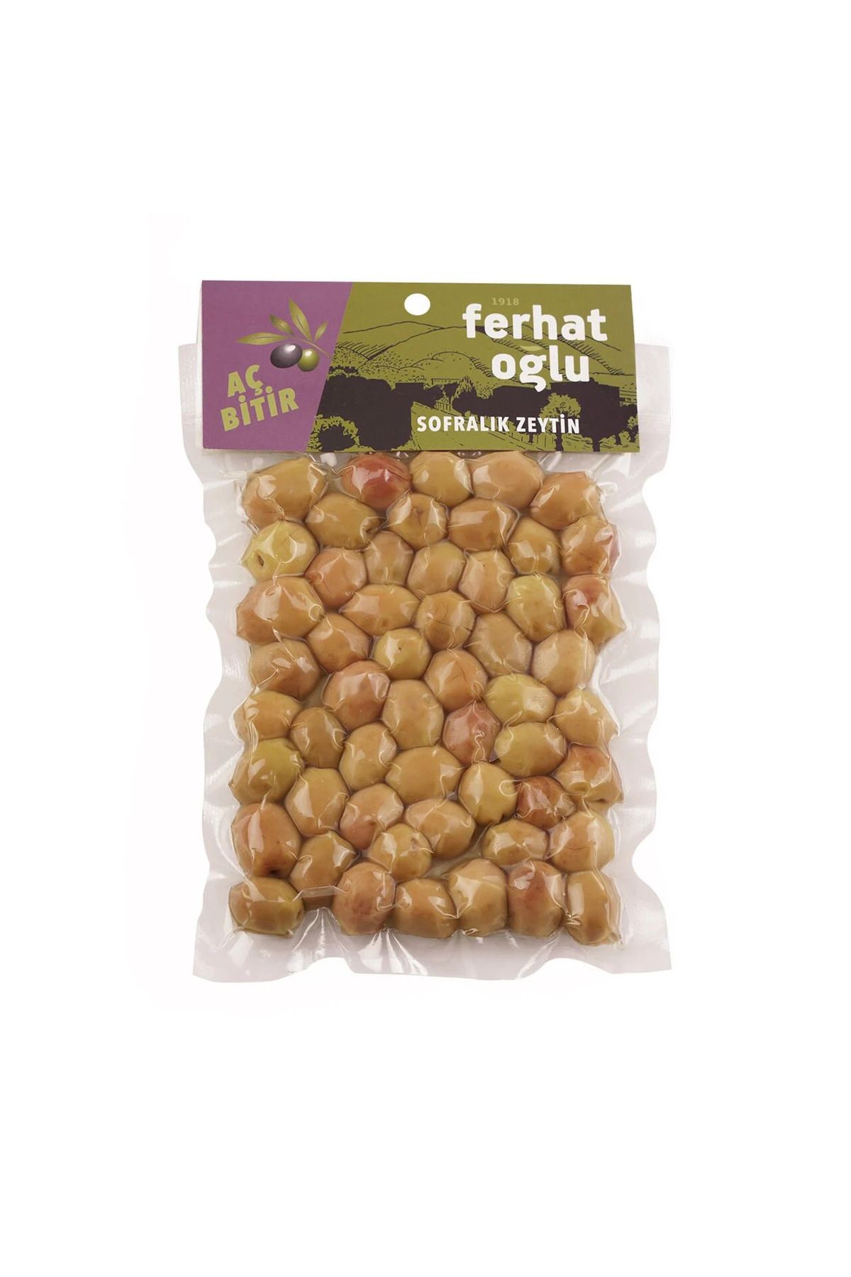 FERHATOĞLU Yeşil Çizik Zeytin 200 G - Vakumlu Paket