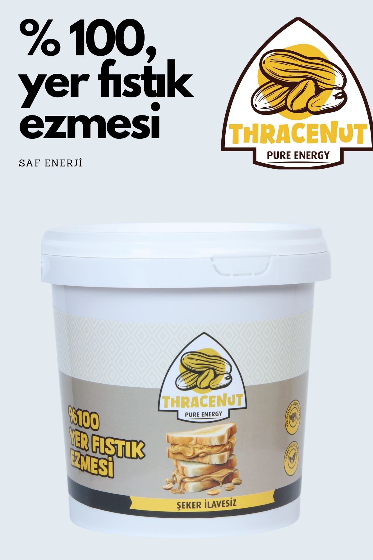 Thracenut % 100 Yer Fıstık Ezmesi 1 Kg- Şeker İlavesiz- Katkısız