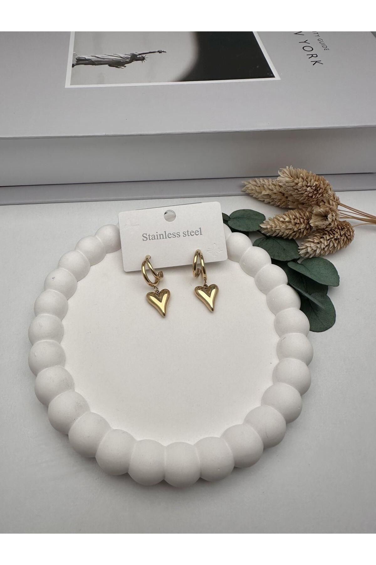 nerede bulurum Kalpli Çelik Küpe KP425 (Gold)