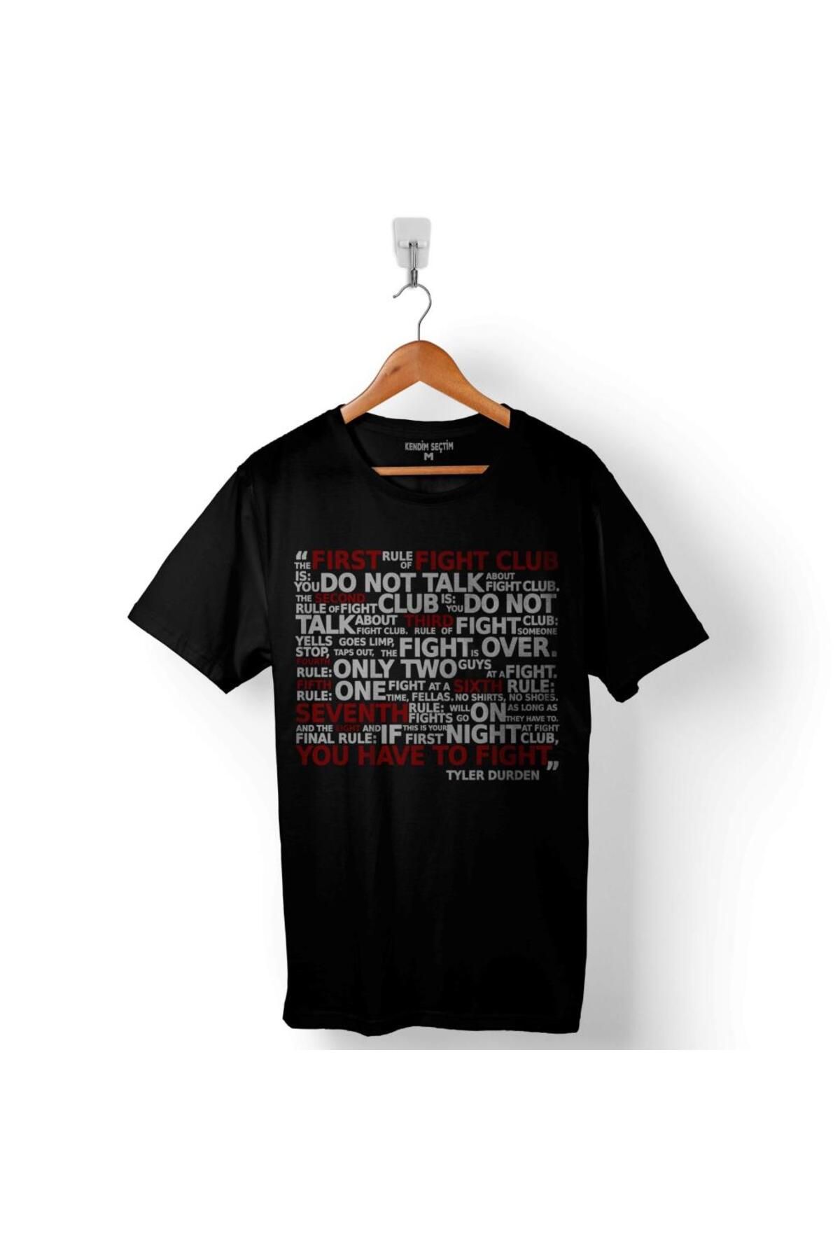 Kendim Seçtim Fight Club Rule Μπραντ Πιτ Τυπωμένο Μπλουζάκι Unisex Κανόνες Fight Club für Adult Unisex - 2XL