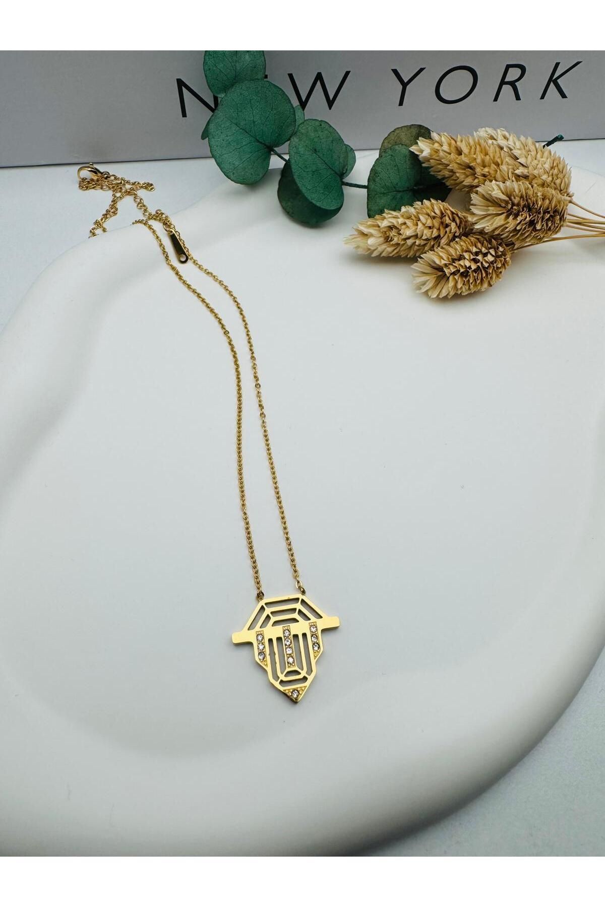 HEDİYELANDY Serenay Model (Küçük Boy) Çelik Kolye (Gold) 0106303