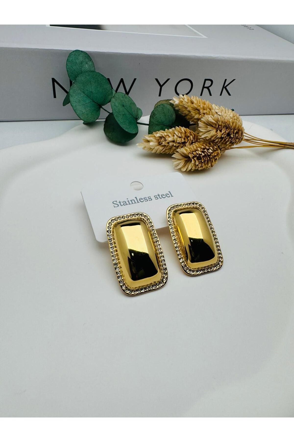 GLY ÇLKBİJUTERİ Favori Model Çelik Küpe (Gold) Kp478
