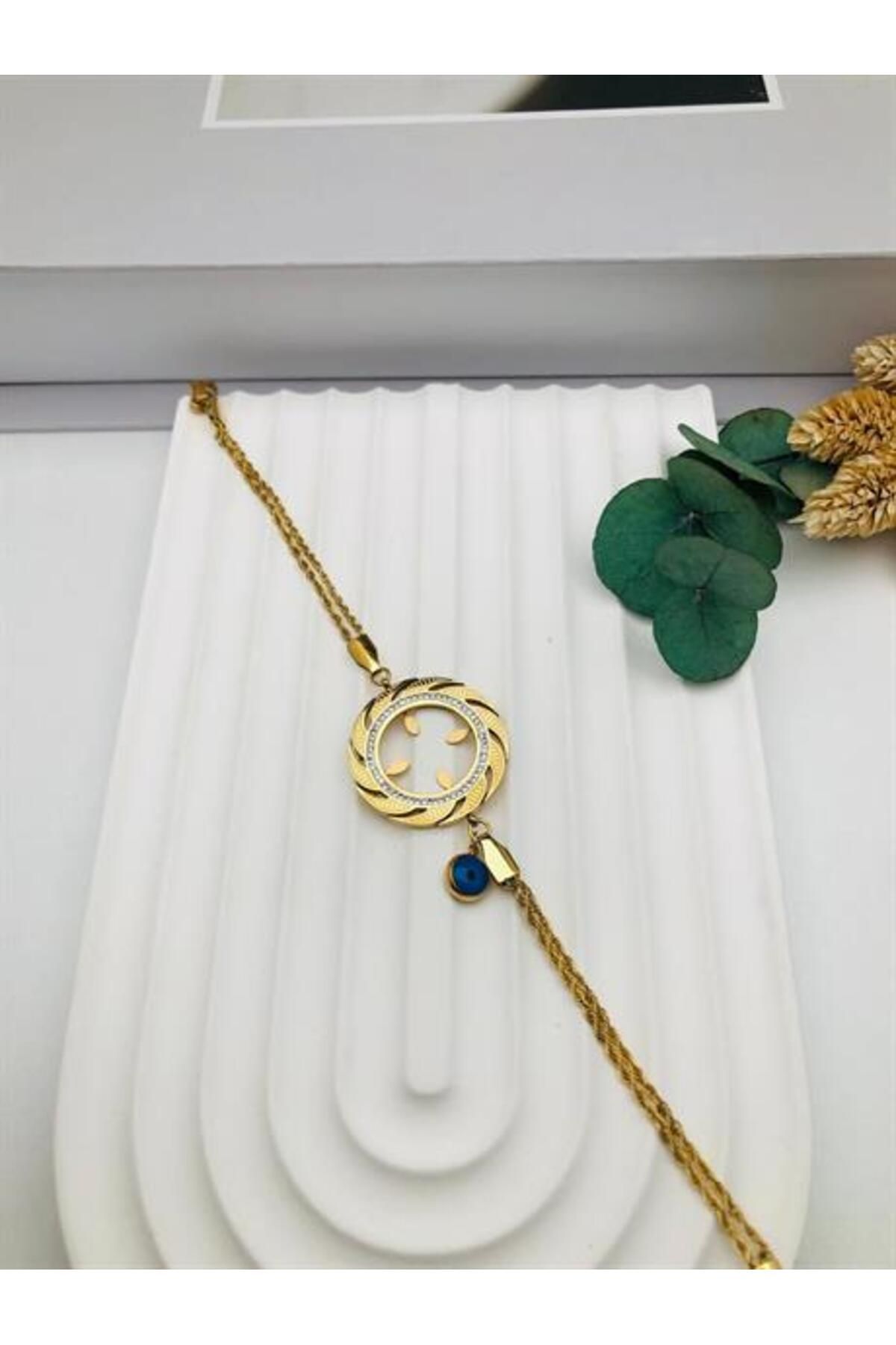 HEDİYELANDY Çeyrek Takmalı Çelik Bileklik (Gold) Blk 211130