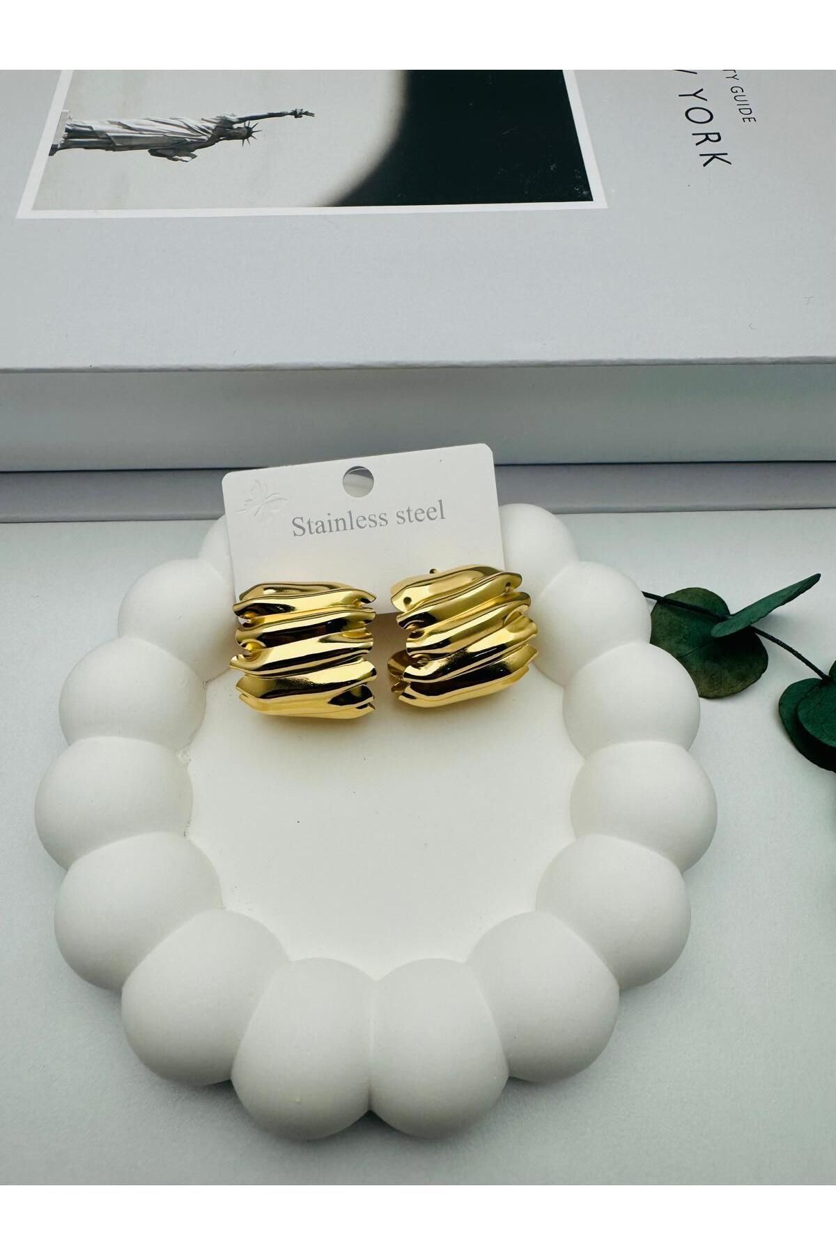 HEDİYELANDY Çelik Küpe Kp442 (Gold)