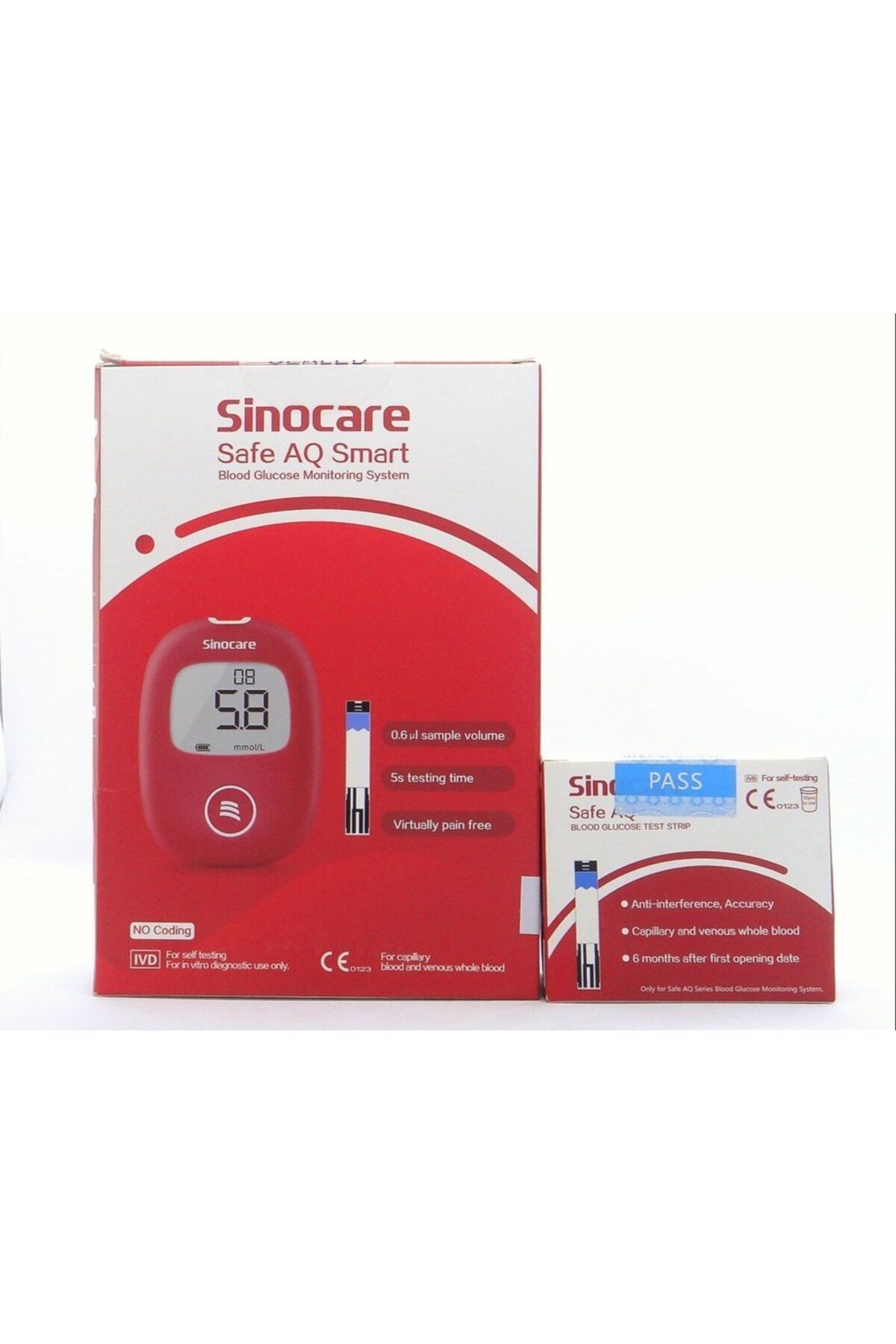 sinocare Safe AQ Smart Glukoz Ölçüm Cihazı - 1 Kutu Strip (50 ADET) hediyeli