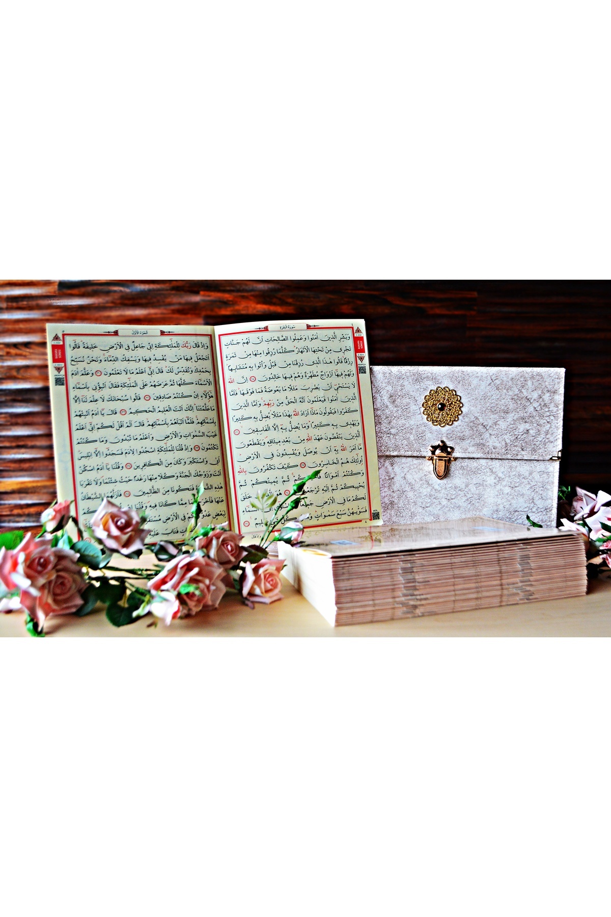 Medrese Kitab Evi Cami Boy 24*35 Hatim Cüzü Hatim Seti 30 Cüz Krem Nubuk Çantalı Kadife Kuranı Kerim Sesli Dinleme fotoğrafı 2 (önizleme)