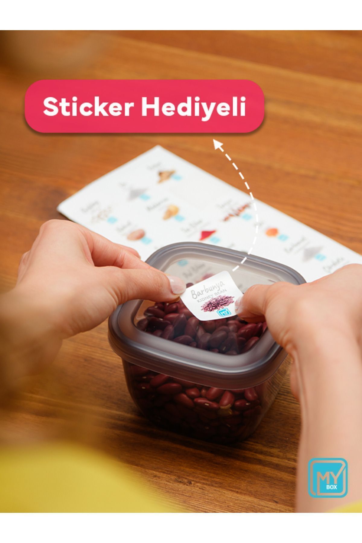 MYBOX-Set of 12 Square Food Storage Containers with Labels - Seasoning Storage Box with Leak Proof Lid 550 ml 3