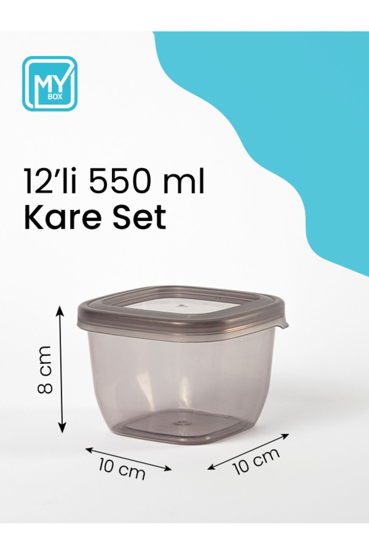 MYBOX-Set of 12 Square Food Storage Containers with Labels - Seasoning Storage Box with Leak Proof Lid 550 ml 6