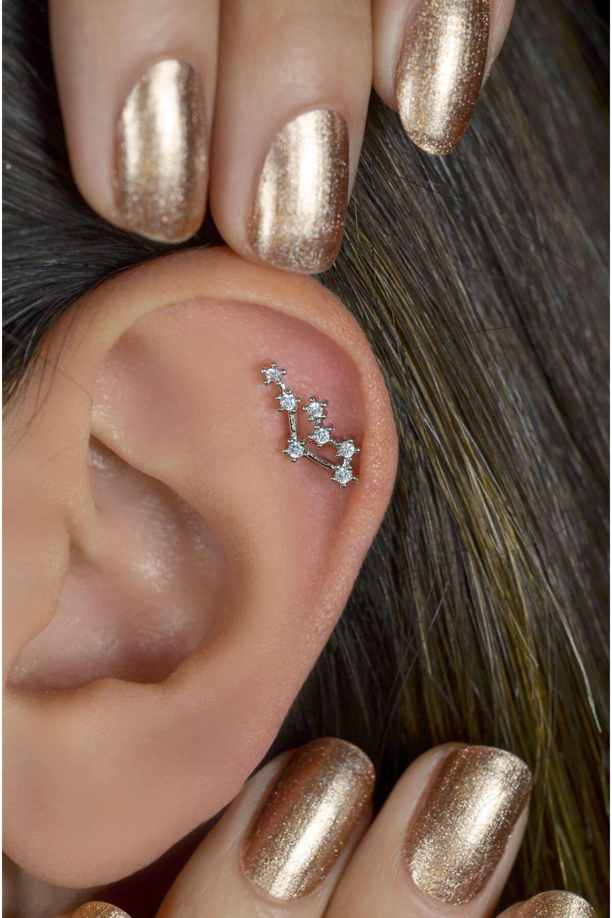 Gemini Earrings Constellation Star Piercing Helix Silver Color